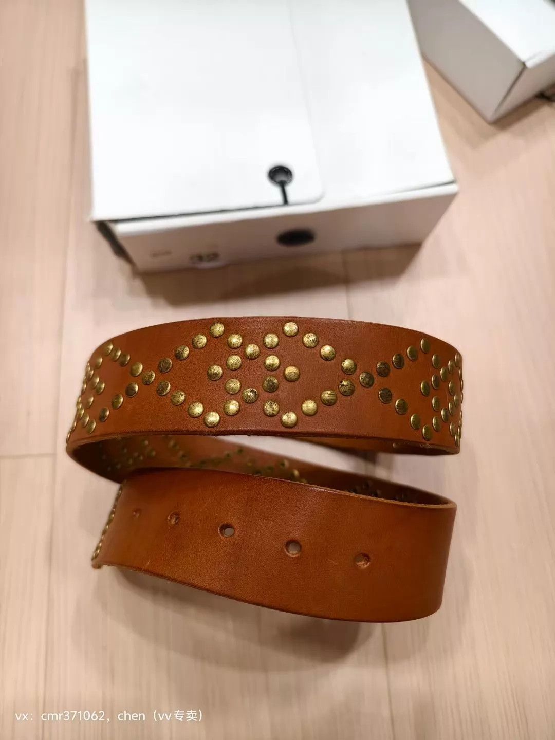 Visvim visvim 17SS STUDS BELT 45MM lt brown w32 new Size 32 - 3 Thumbnail
