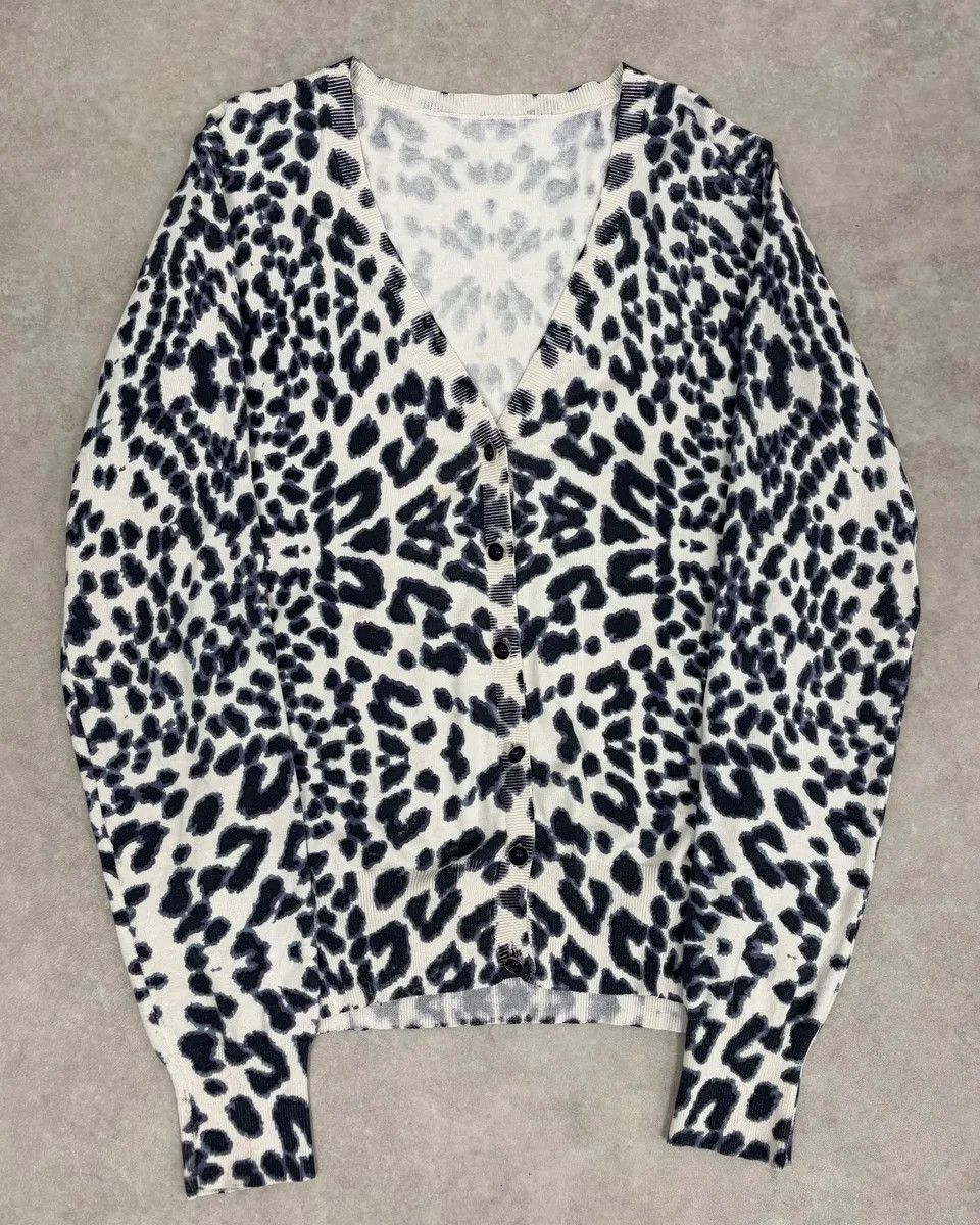 Roberto Cavalli 2000s Roberto Cavalli White & Navy Silk Leopard Cardigan Size S / US 4 / IT 40 - 1 Thumbnail