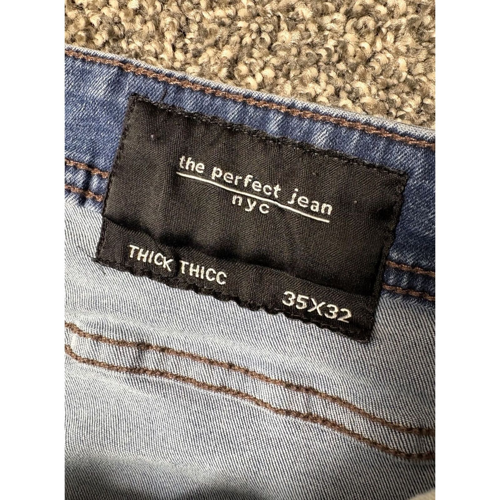 Vintage The Perfect Jean NYC Jeans Mens 35 Blue 35x32 Slim Thick Thicc Size US 35 - 4 Thumbnail