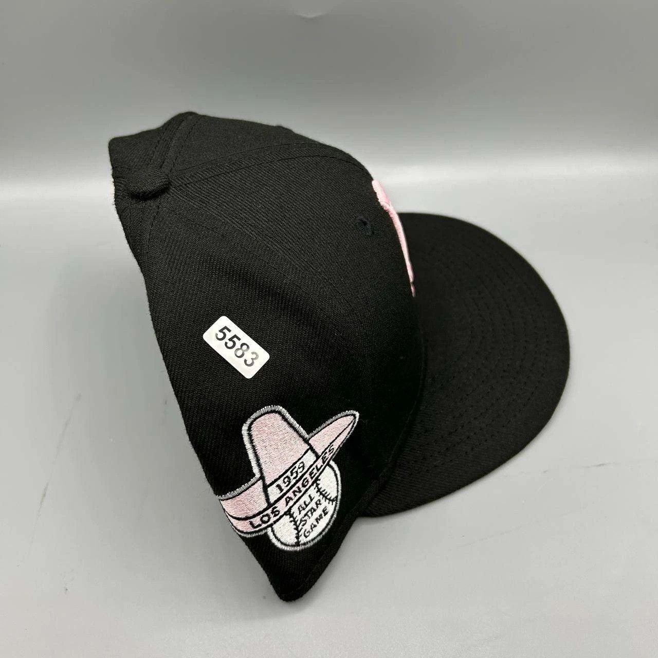 New Era Los Angeles LA Dodgers Hat Men 7 3/8 Black Pink MLB Fitted Size ONE SIZE - 9 Thumbnail