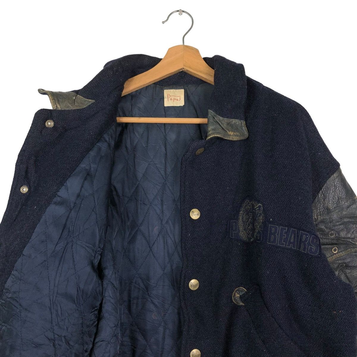 Japanese Brand 🔥VINTAGE LEATHER JACKET JUMPER STADIUM PAPAS BIG LOGO Size US M / EU 48-50 / 2 - 12 Thumbnail