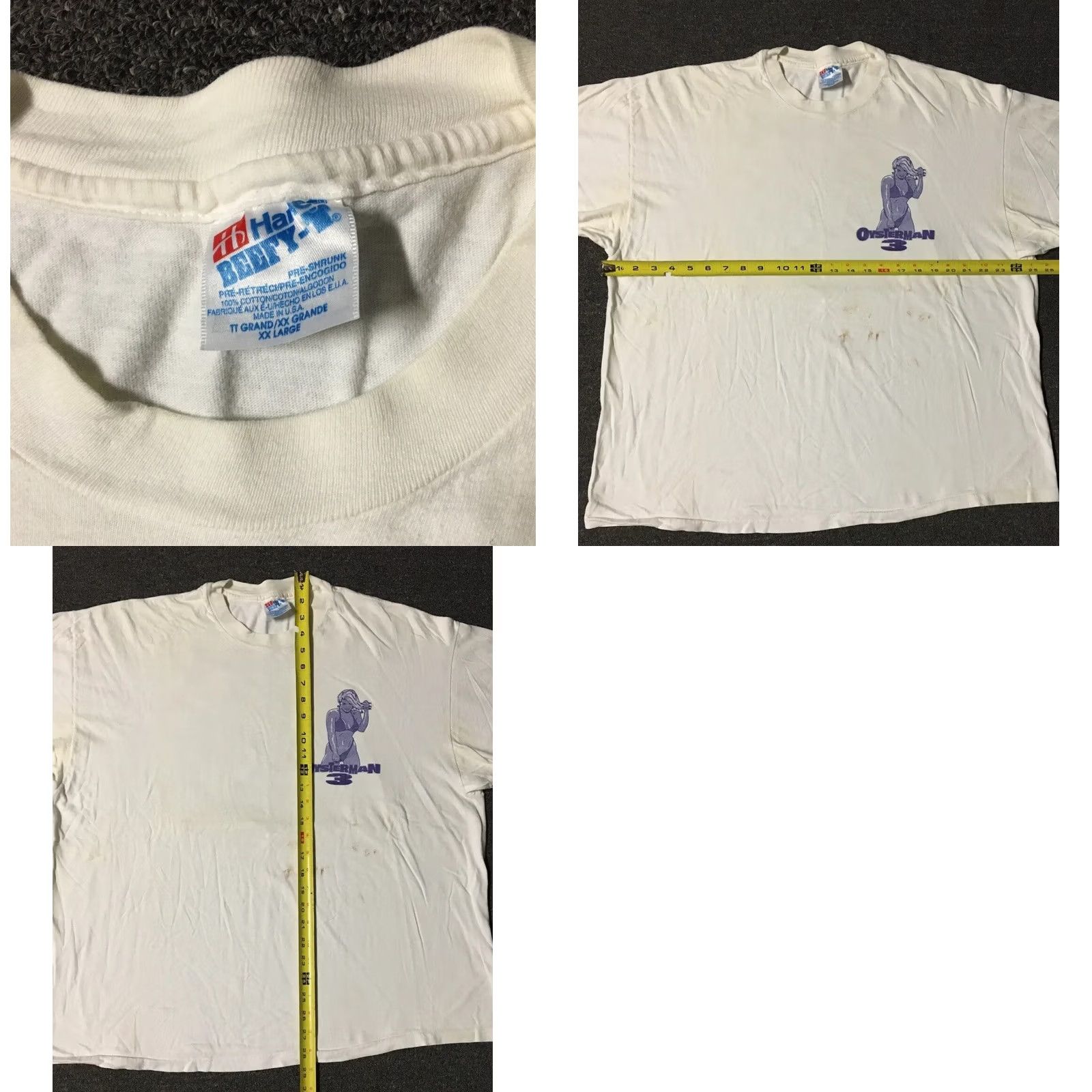 Vintage Vintage 90s Oysterman Faded Distress Shirt XXL Beer Skull Funny Racing Biker Grunge Size US XXL / EU 58 / 5 - 9 Thumbnail