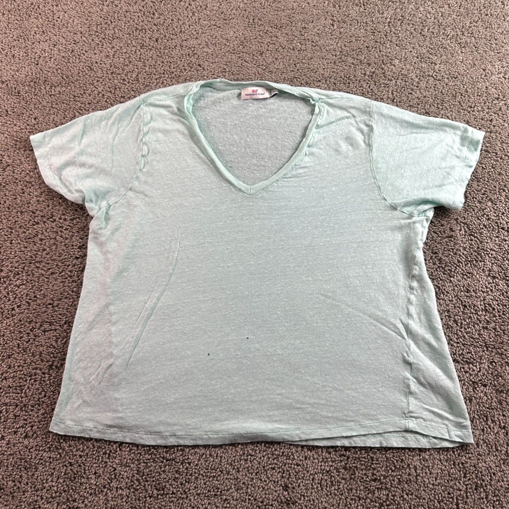 Vineyard Vines VINEYARD VINES Shirt Womens XL Green Linen V Neck Short Sleeve T-Shirt Casual Preppy Logo 90s Mens Womens Size XL / US 12-14 / IT 48-50 - 2 Thumbnail