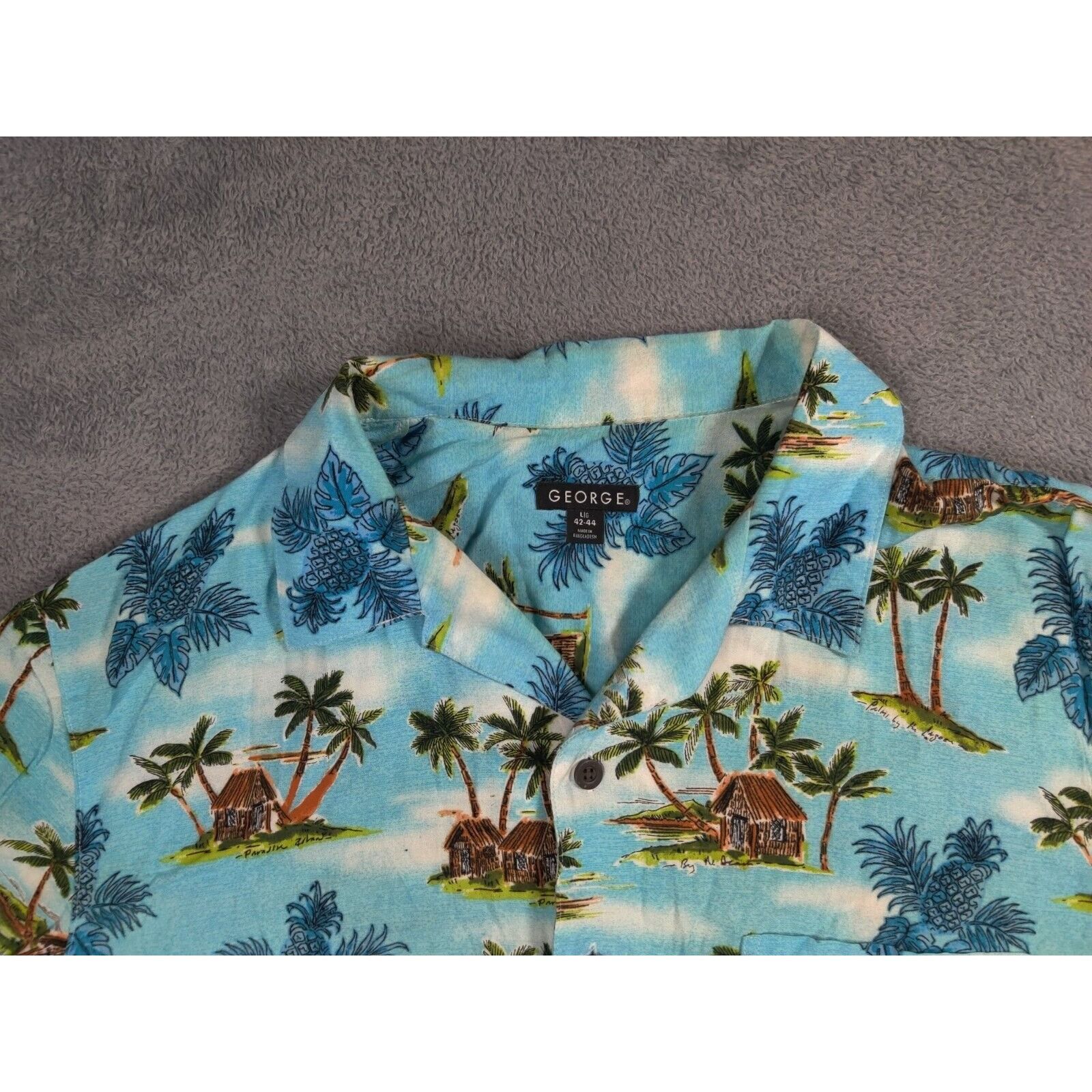 George George Shirt Adult Mens Large Light Blue Floral Beach Size US L / EU 52-54 / 3 - 3 Thumbnail