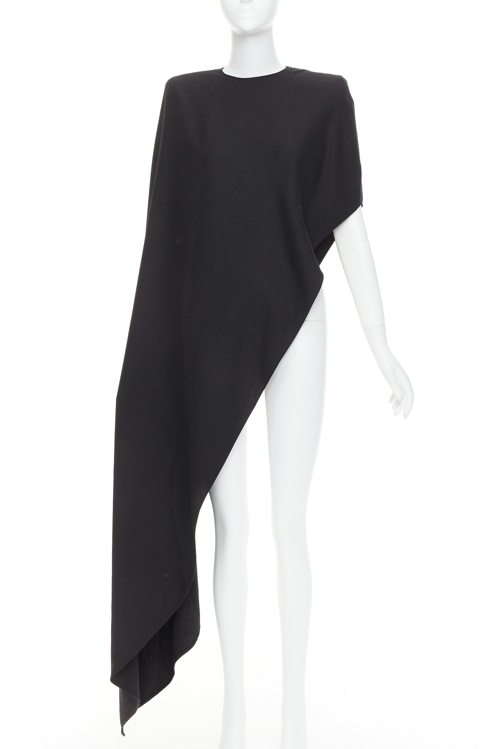 Alexandre Vauthier ALEXANDRE VAUTHIER COUTURE AW2023 Runway black crepe power shoulder asymmetric drape top Size S / US 4 / IT 40 - 1 Thumbnail