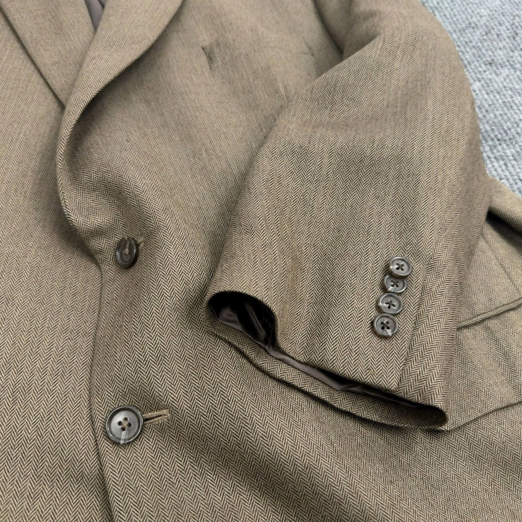 Jos. A. Bank Jos A Bank Blazer Mens 54 Brown Silk Camelhair Herringbone Two Button Classic Size 54R - 2 Thumbnail