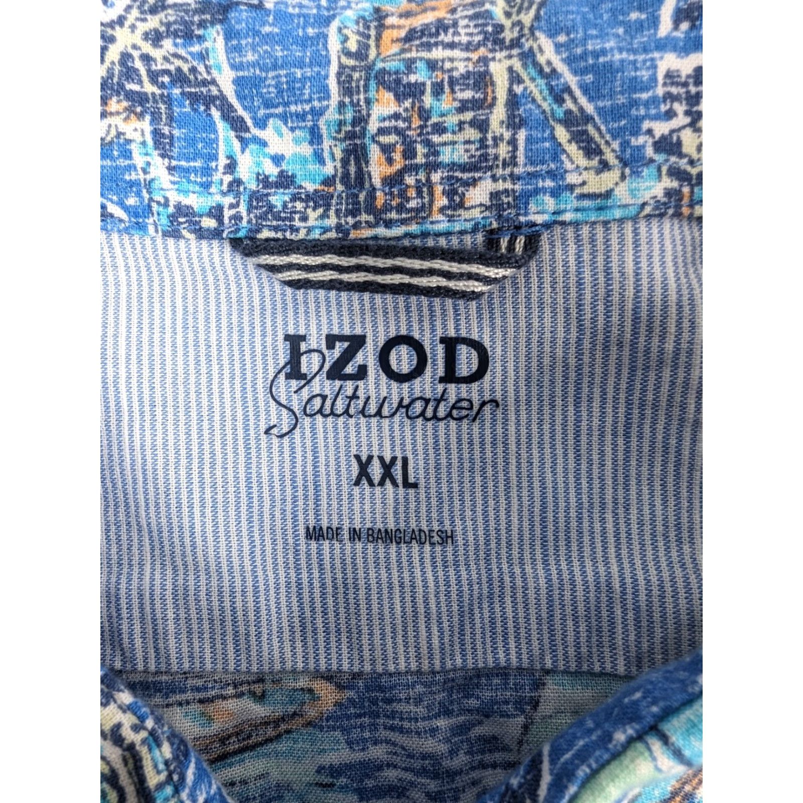 Izod VINTAGE Izod Saltwater Relaxed Dockside Blue Revival Sailboat S/S Shirt Men's 2XL Shirt Size US XXL / EU 58 / 5 - 6 Thumbnail