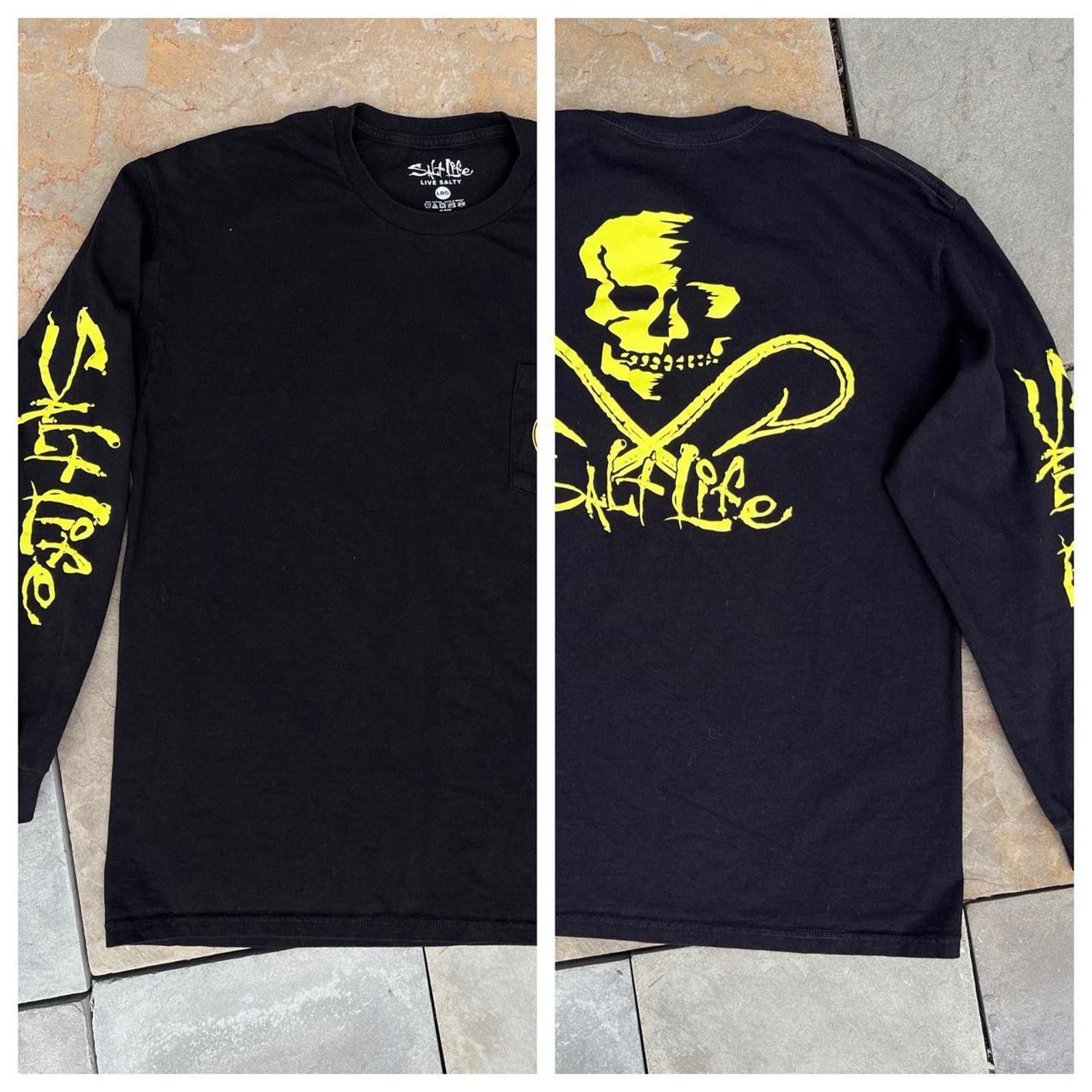 Other Salt Life Black + Yellow Green Raised Logo Long Sleeve Tee Size US L / EU 52-54 / 3 - 1 Thumbnail