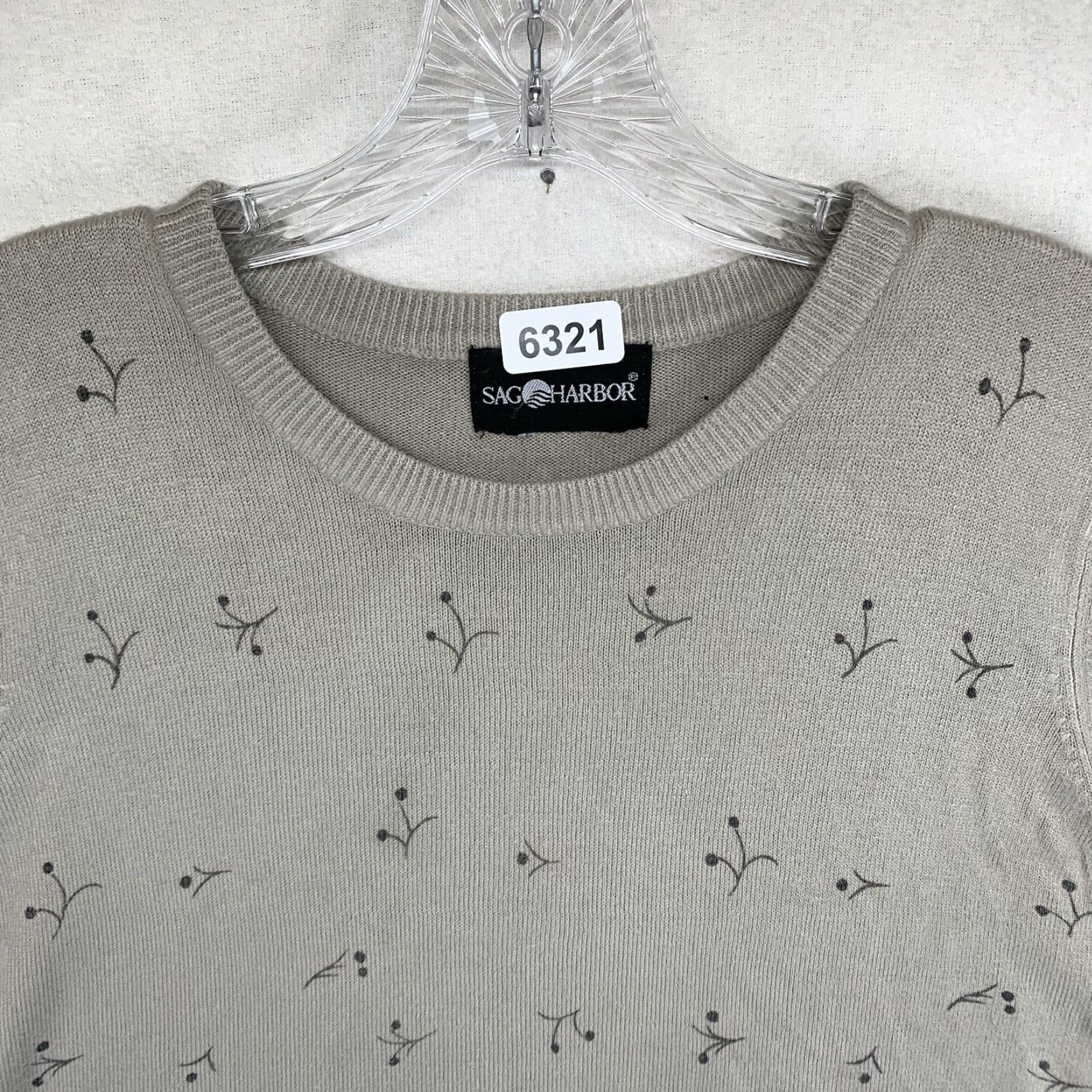 Vintage VINTAGE Sag Harbor Women's Knit Top Medium All Over Floral Print Gray Casual Blouse Bohemian Retro Peasant 90s Size M / US 6-8 / IT 42-44 - 7 Thumbnail