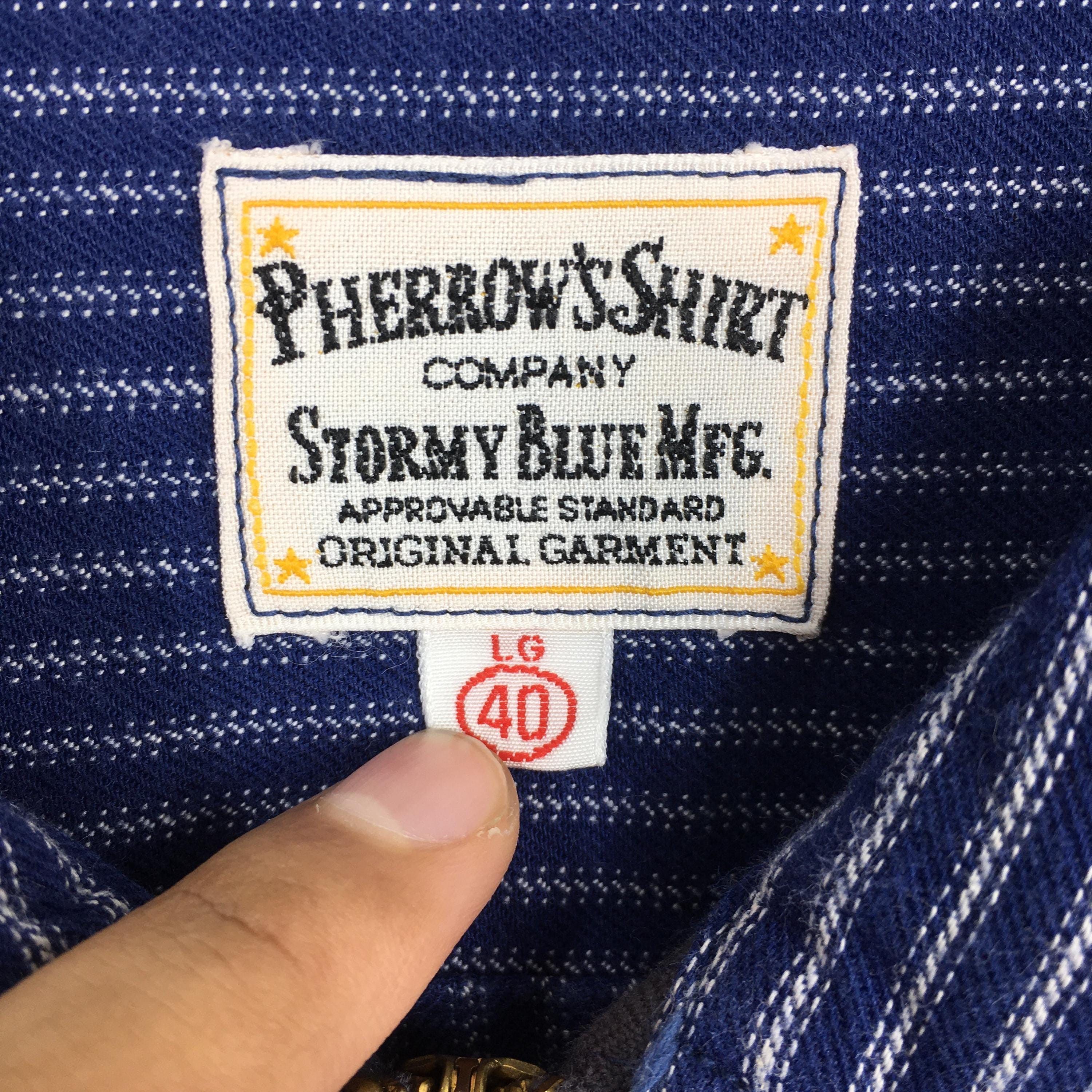 Japanese Brand × Pherrow's × Toyo Enterprises Vintage Pherrows Japan Stripes Half Zipper Shirt Large Size US L / EU 52-54 / 3 - 5 Thumbnail