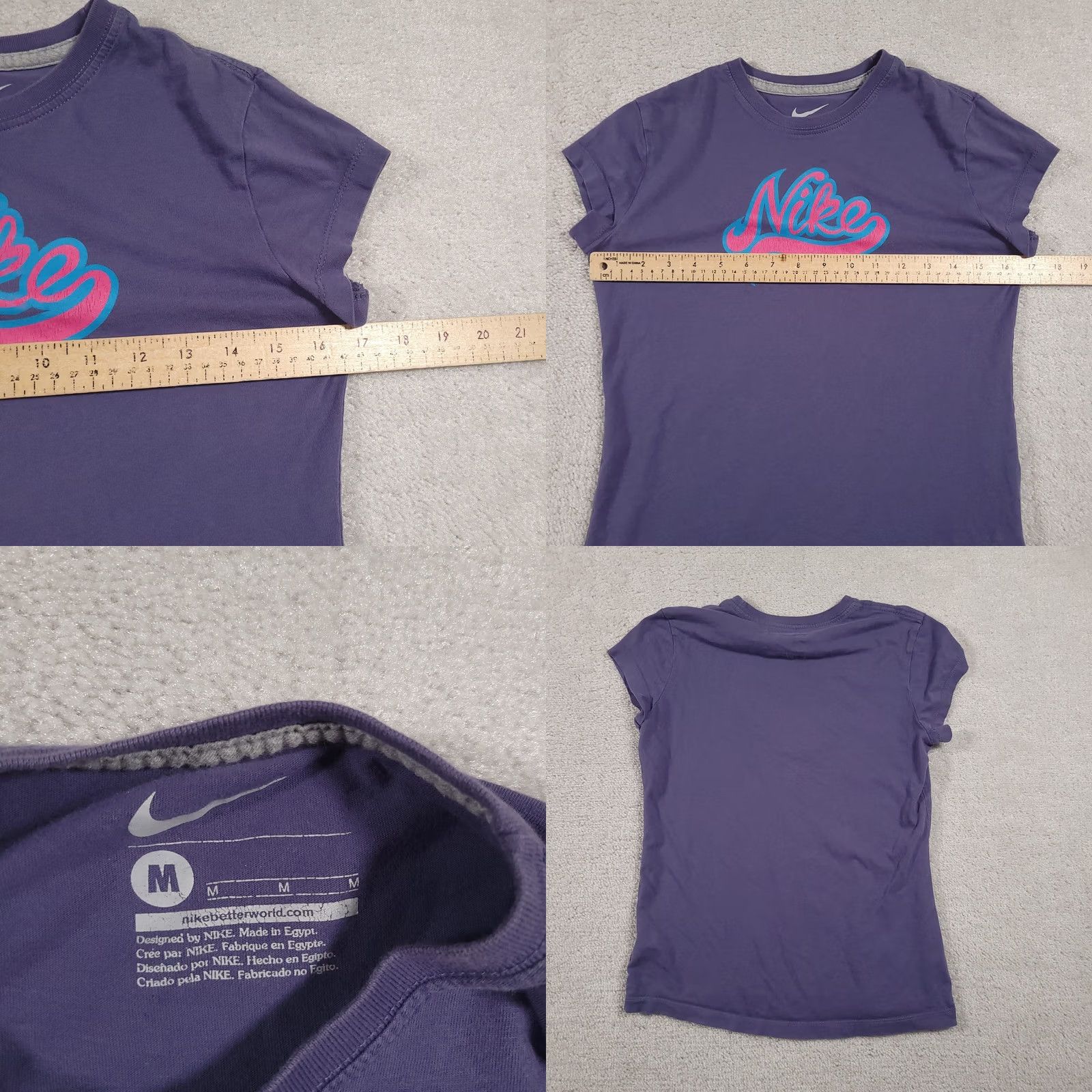 Nike VINTAGE Nike Shirt Womens Medium Purple Blue Pink Script Graphic Athletic Tee T-Shirt Size M / US 6-8 / IT 42-44 - 8 Thumbnail