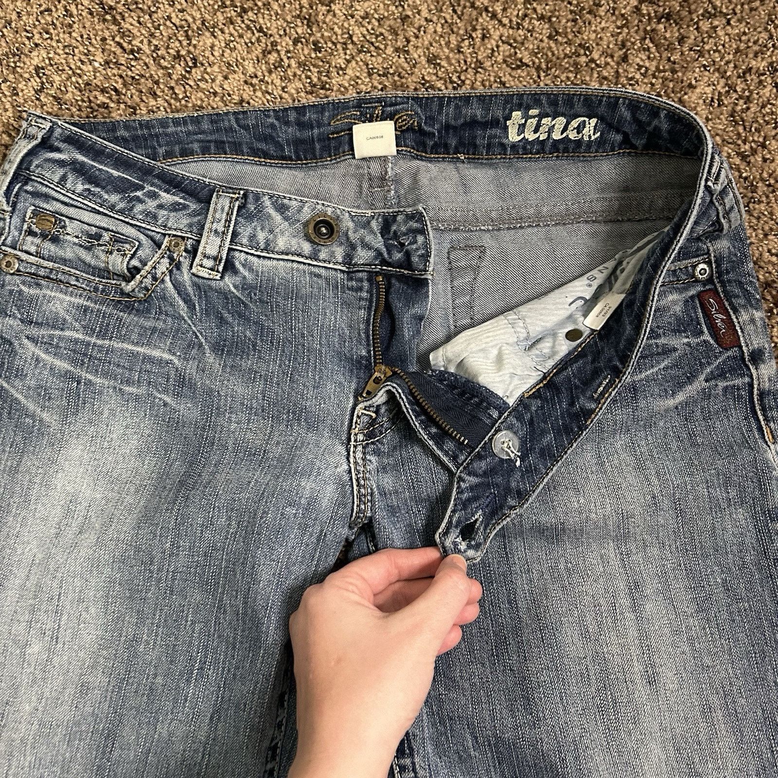 Silver Jeans Co. Silver Jeans Tina Western Glove Works Blue Jeans Size 31x33 Size 31" - 5 Thumbnail