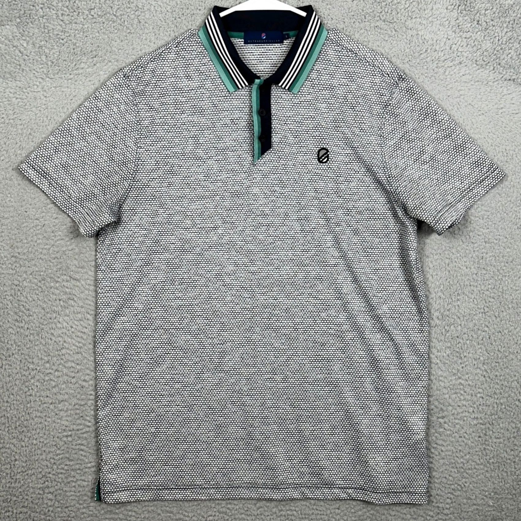 Vintage Extracurricular Polo Shirt Men L Gray White Golf Rugby Honeycomb Stretch EUC Size US L / EU 52-54 / 3 - 3 Thumbnail