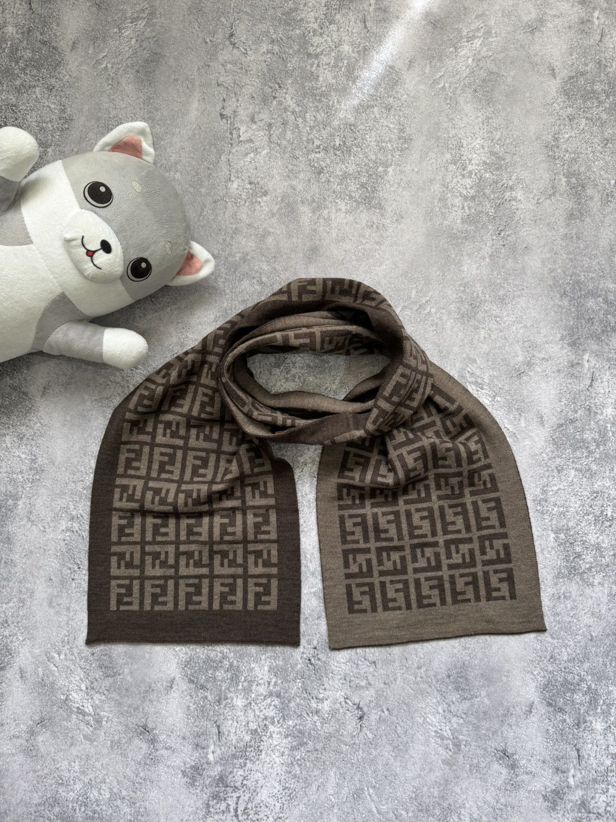 Designer × Fendi Vintage Fendi Monogram Scarf Wool Size ONE SIZE - 3 Thumbnail