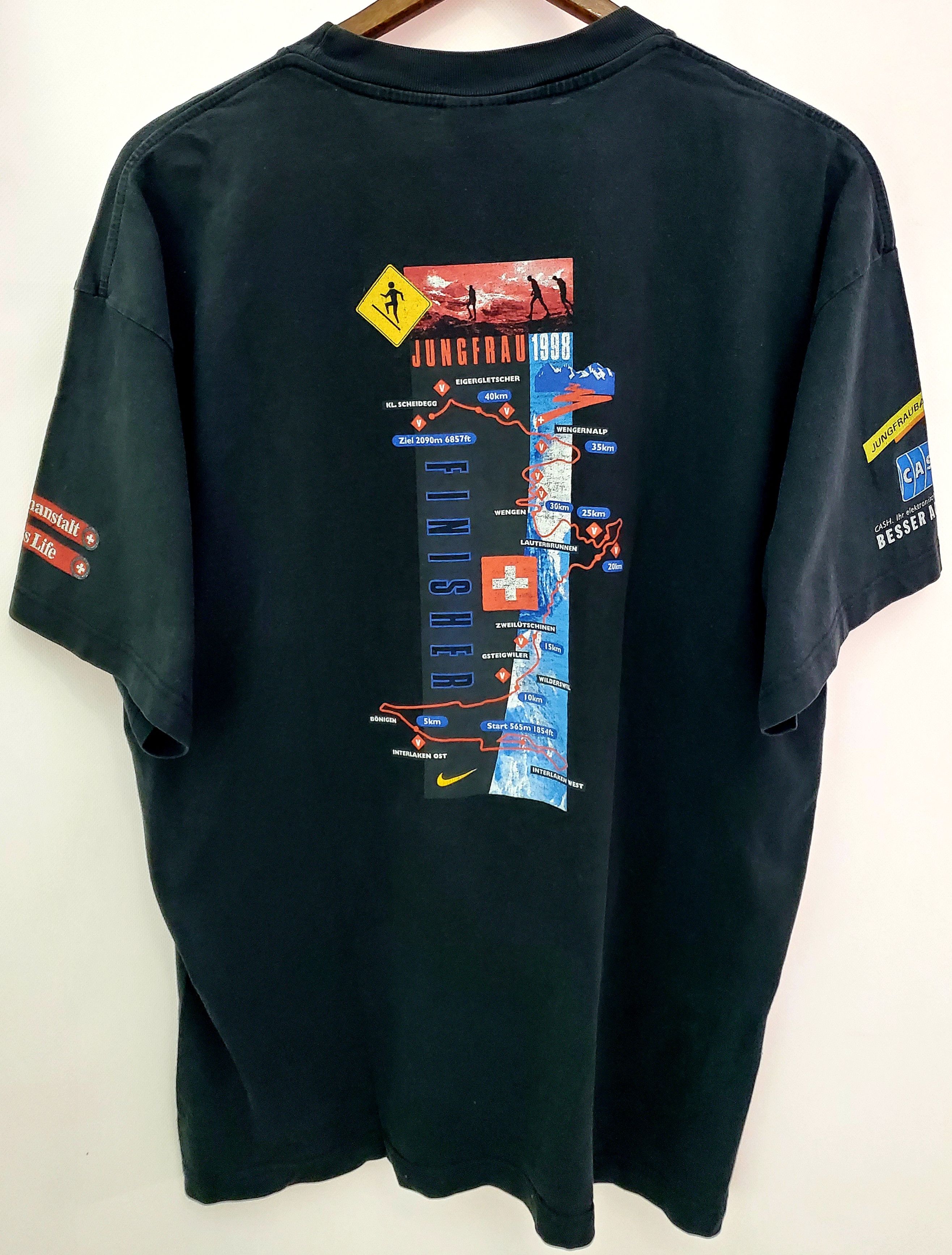 Nike × Vintage Nike Vintage 90s Rare T-Shirt Jungfrau Marathon size Xl Size US XL / EU 56 / 4 - 1 Thumbnail