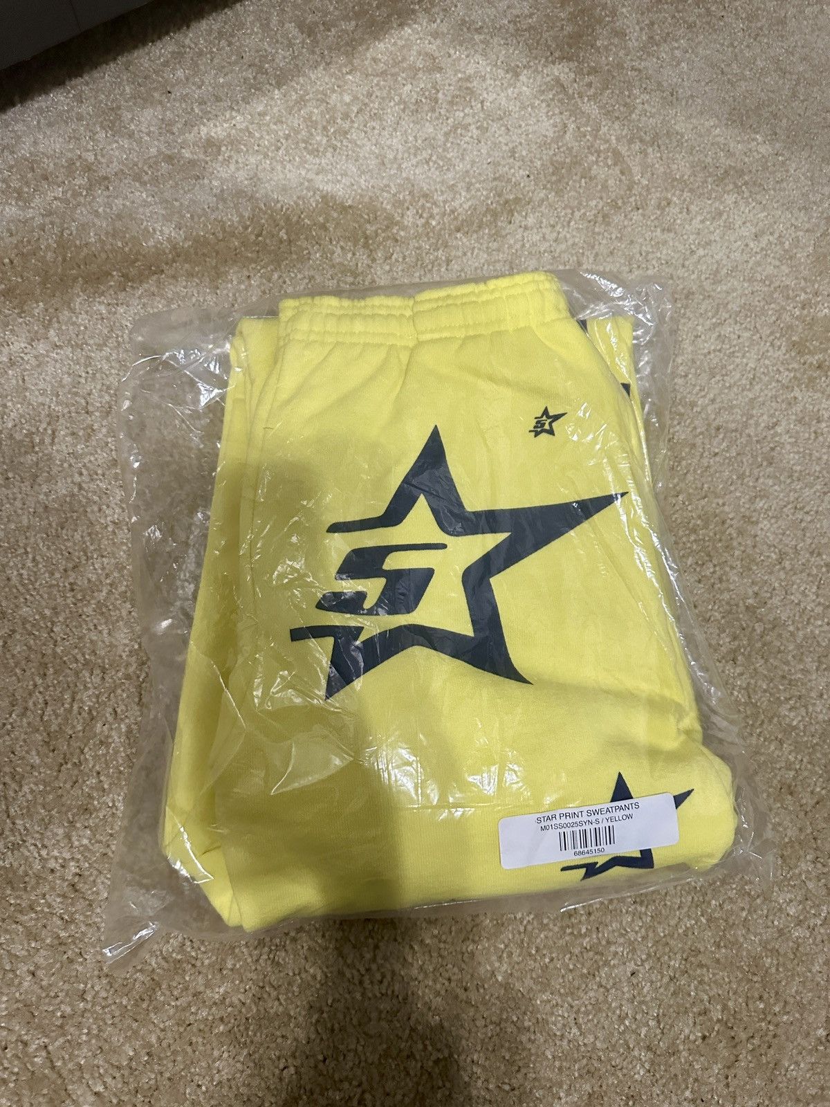 image of Spider Worldwide x Young Thug 5Star Sp5Der Sweatpants Sz. Small in Yellow, Men's (Size 27)