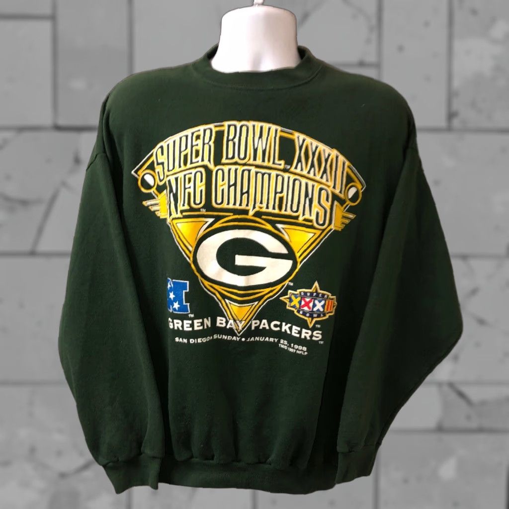 Logo 7 Logo 7 Mens Green Fleece Lined Packers Super Bowl 32 Sweater Size XL Size US XL / EU 56 / 4 - 1 Thumbnail