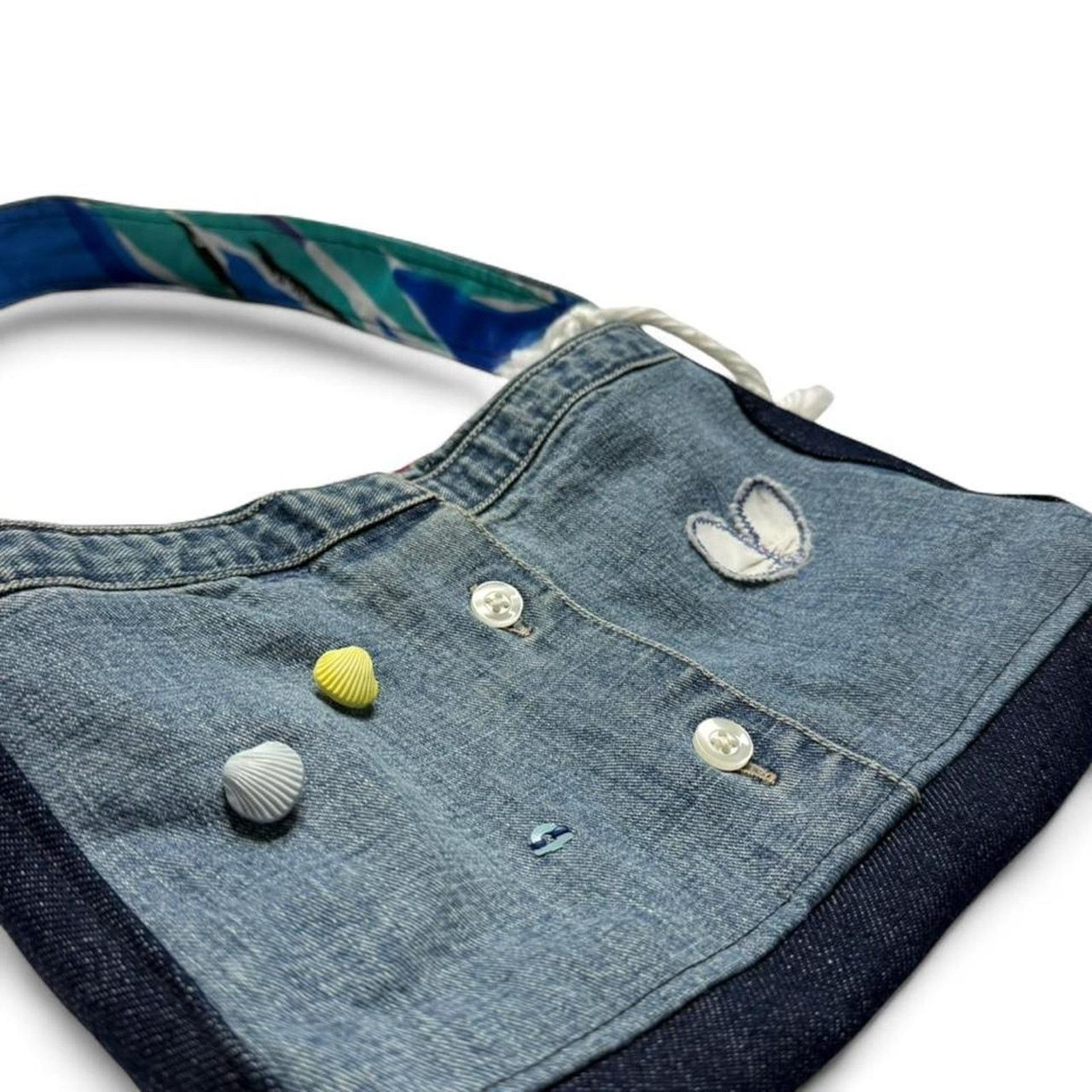Other Handmade Up cycled Denim Mini Shoulder Purse Seashell Heart Size ONE SIZE - 2 Thumbnail