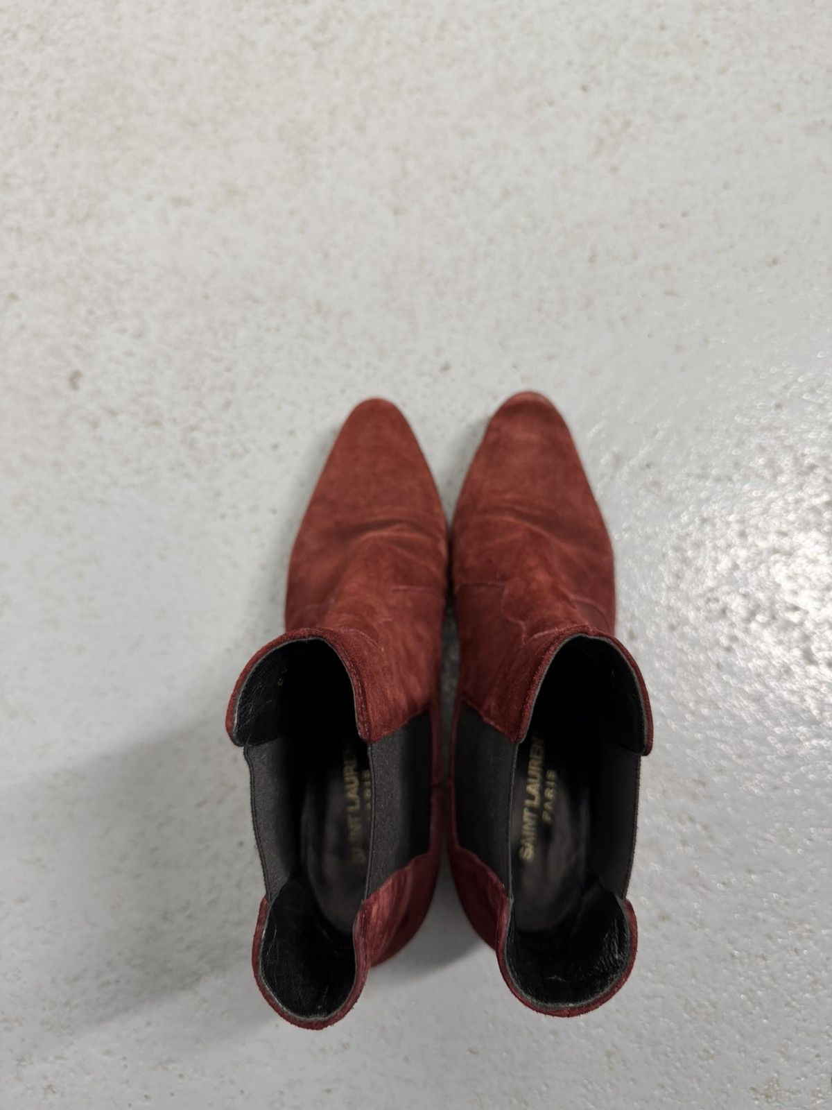 Saint Laurent Paris Saint Laurent Burgundy Suede Chelsea Boots Size US 8 / IT 38 - 8 Thumbnail