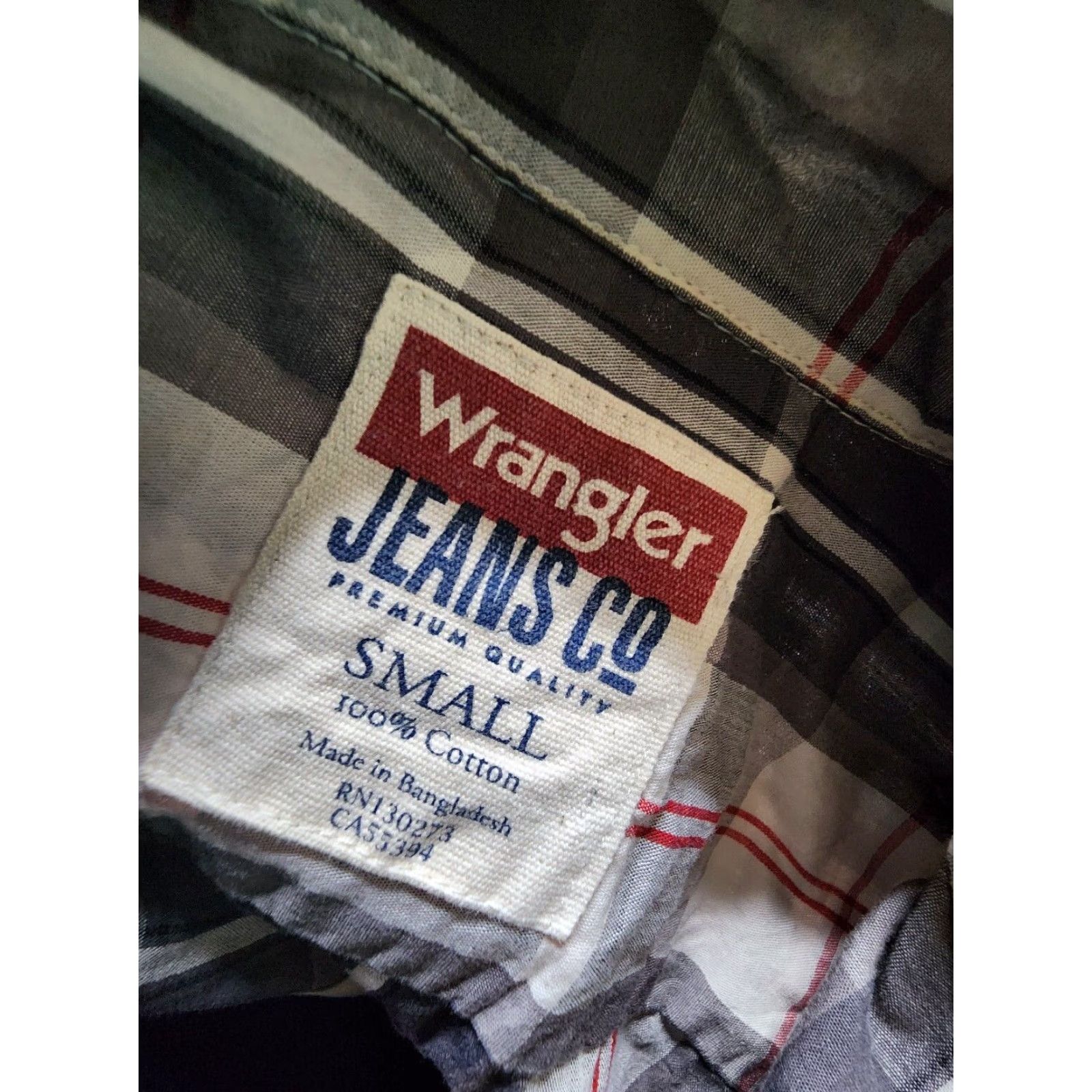 Wrangler Mens S Wrangler Jean Co. Long Sleeve Plaid Western Shirt Size US S / EU 44-46 / 1 - 3 Thumbnail