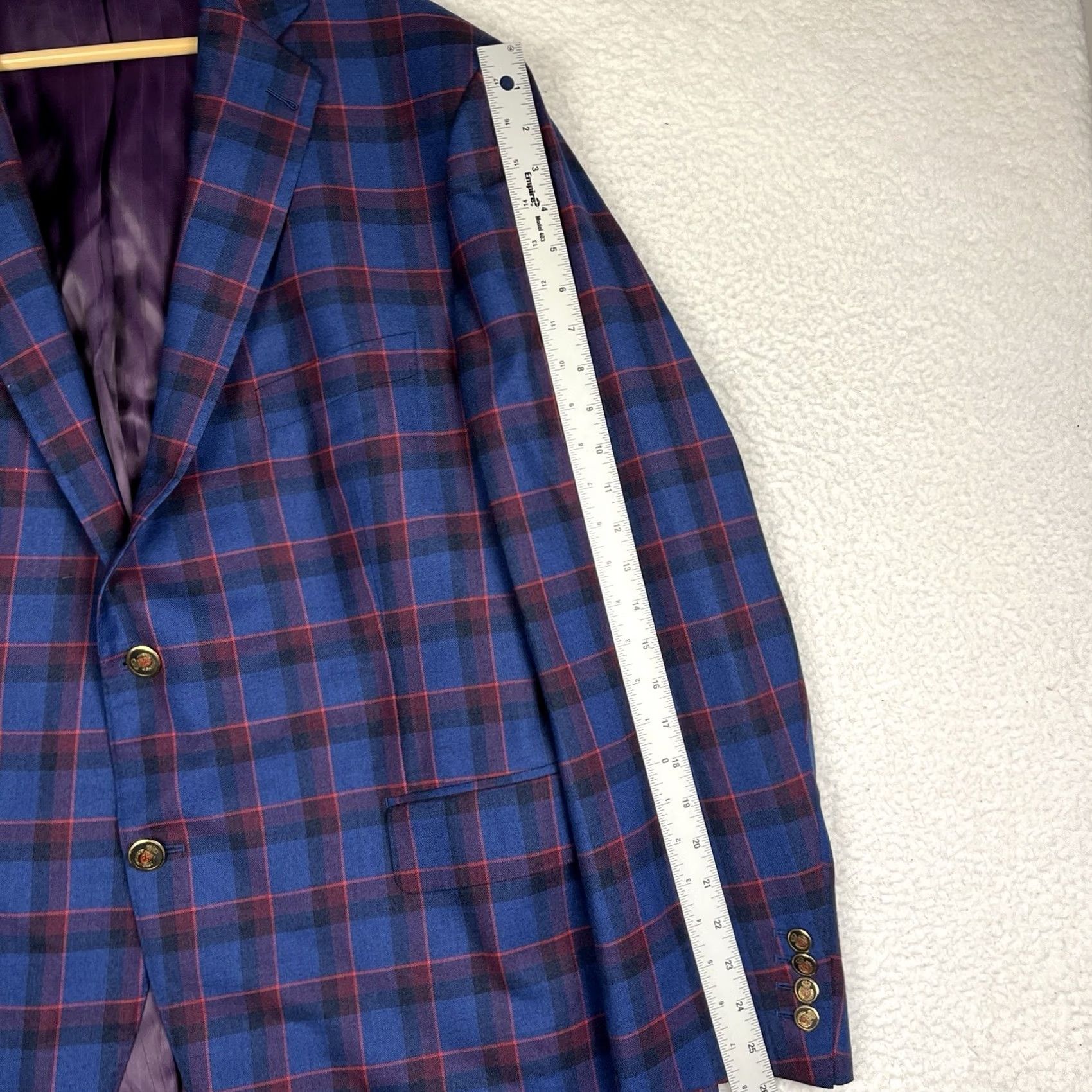 Vintage Holland & Sherry Wool Blazer - Blue Plaid - Regular Fit - 50in Chest - Custom Fit Size 50R - 7 Thumbnail