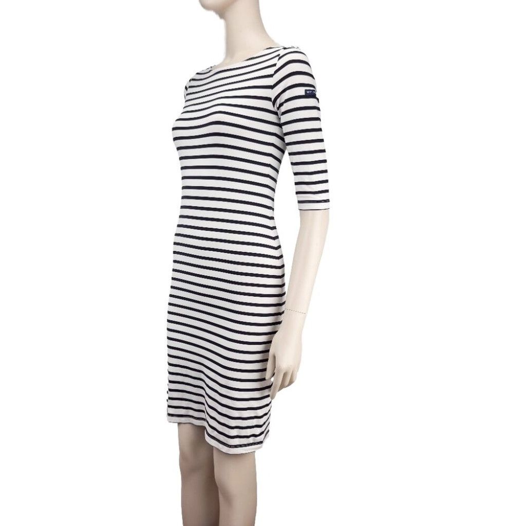 Saint James SAINT JAMES Stretch White Blue Midi Sheat Nautical Dress XS Size XS / US 0-2 / IT 36-38 - 7 Thumbnail