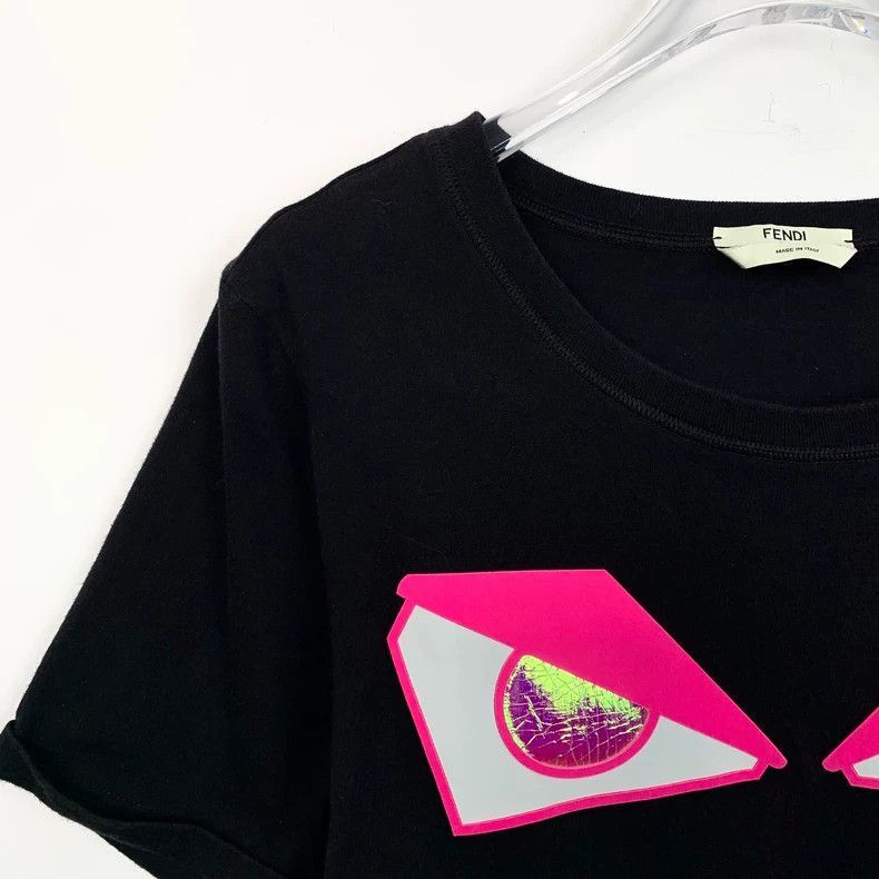 Fendi Fendi Black TShirt with Monster Eyes Size US S / EU 44-46 / 1 - 3 Thumbnail