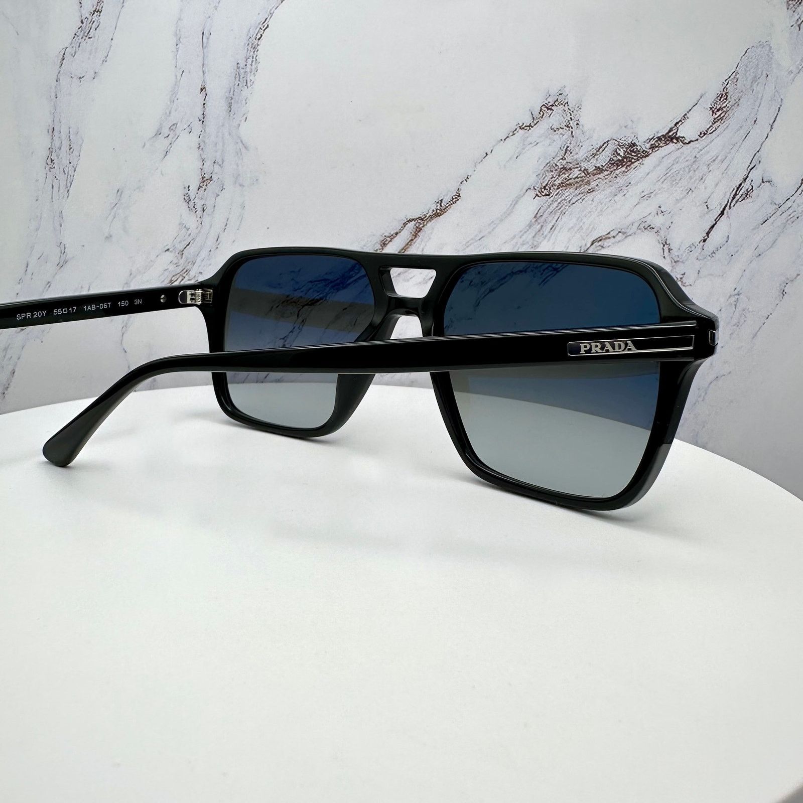 Prada NEW PRADA Sunglasses Black Aviator Pilot Grey Lens Side Logo Size ONE SIZE - 19 Thumbnail