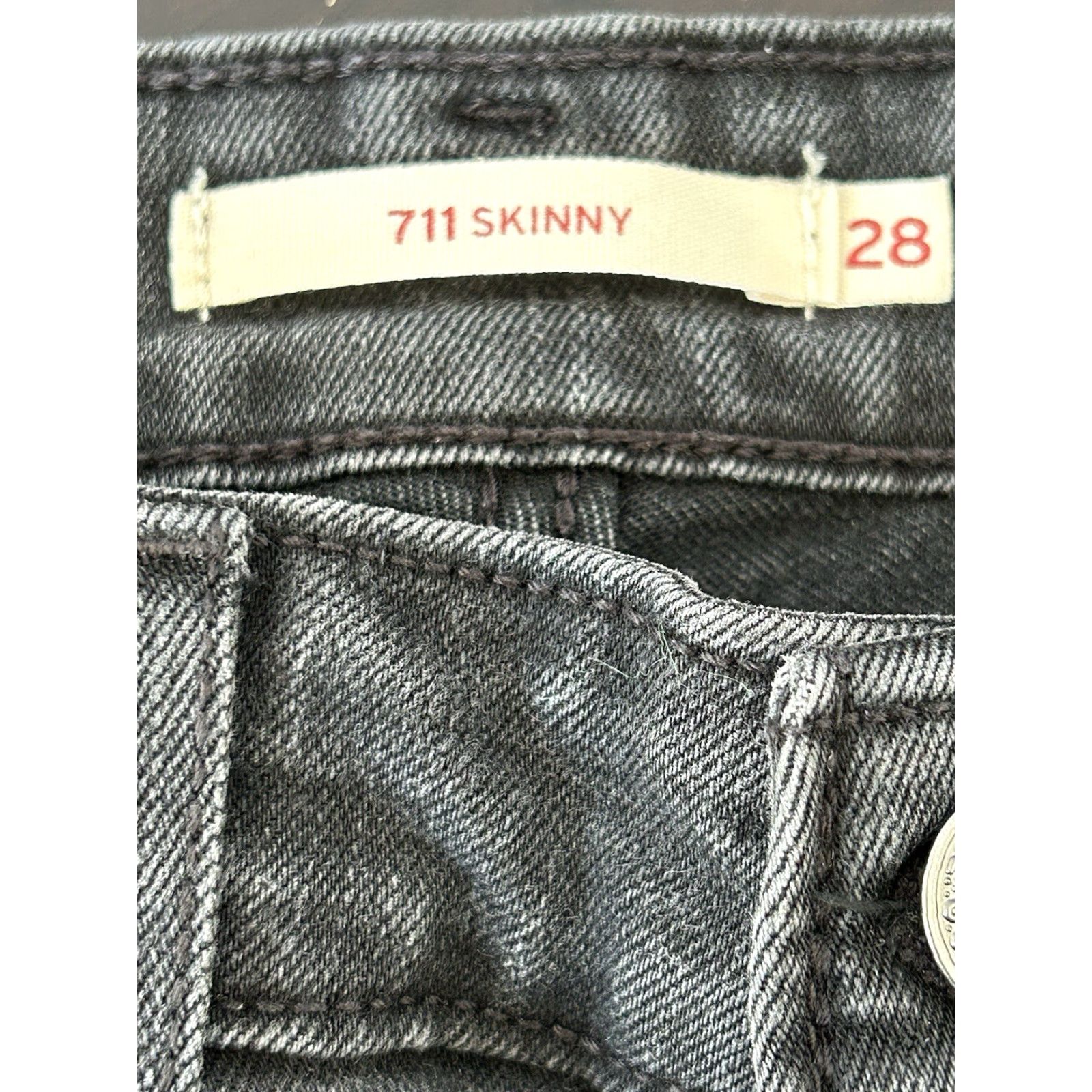Levi's Womens Levi's 711 Jeans Skinny Black 28 Regular Denim Cotton Blend Zipper Button Pockets Logo 90s Grunge City Womens Size 28" / US 6 / IT 42 - 5 Thumbnail