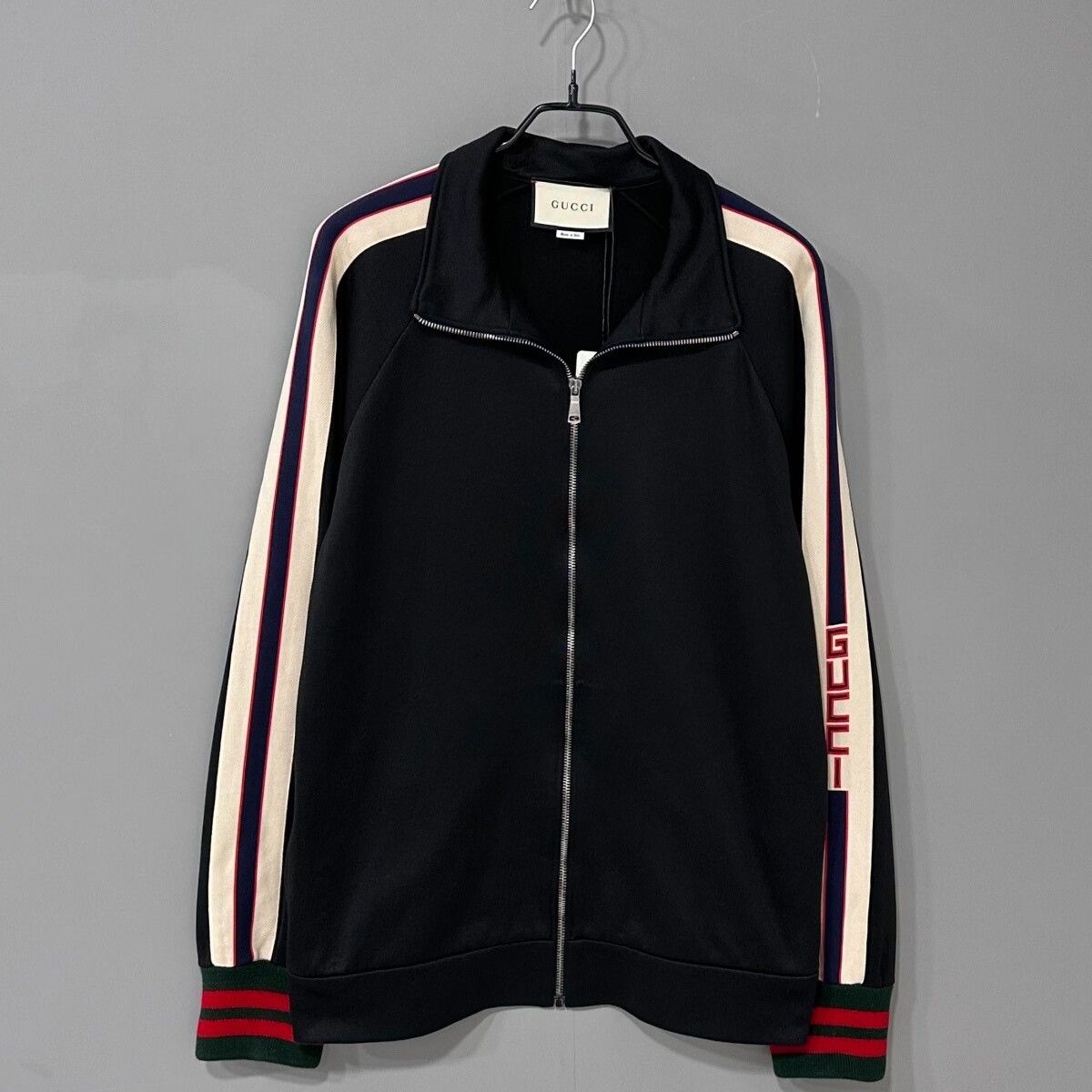 Gucci Black Jacket Red Blue Stripes Zip