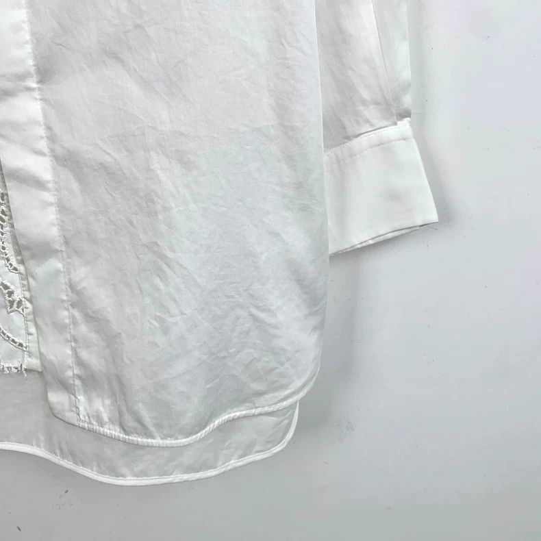 Celine White Lace Cotton Long Sleeve Shirt Size US S / EU 44-46 / 1 - 4 Thumbnail