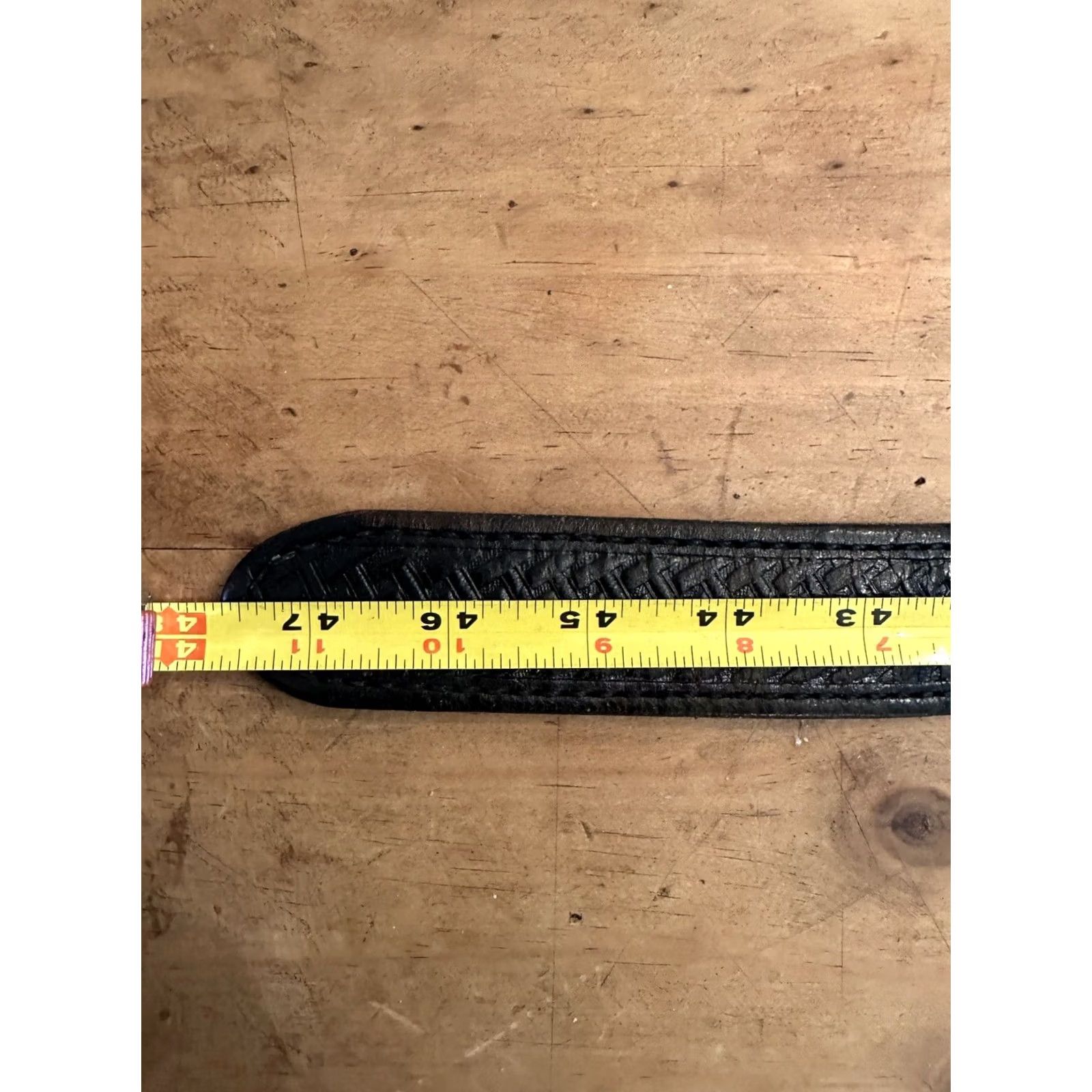 Vintage Unbranded Belt Men Black Basket Weave Pattern Leather 1.5 Wide Silver Buckle 43” Good Shape Dress Mens Size ONE SIZE - 4 Thumbnail