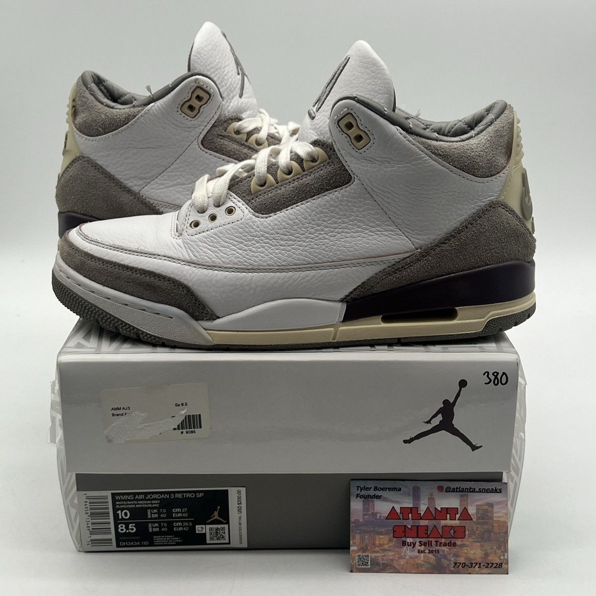 image of A Ma Maniére Wmns Air Jordan 3 Raised By Woman Shoes in White, Men's (Size 10)