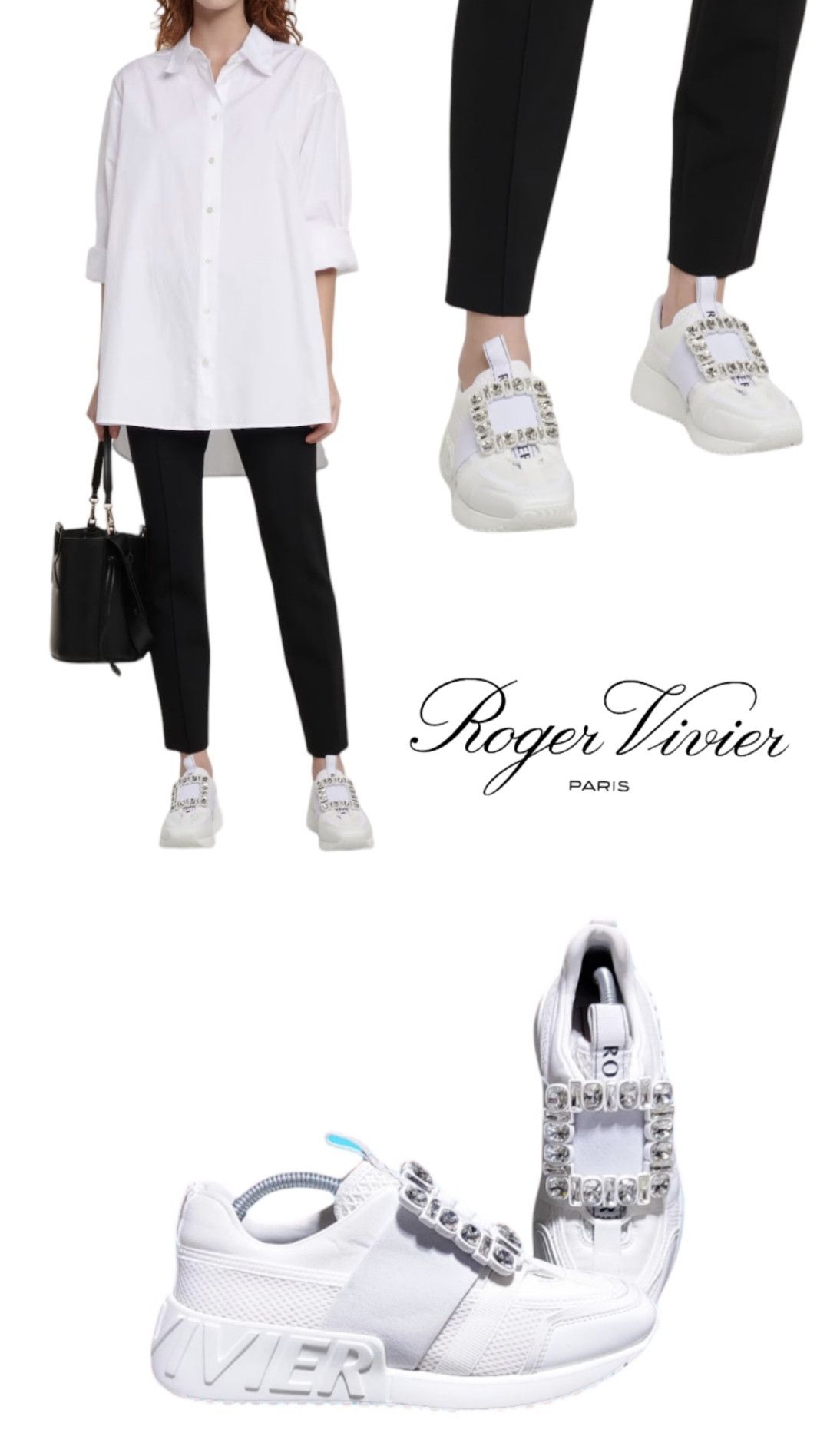 Roger Vivier Women Viv Go Rhinestone Buckle Sneakers