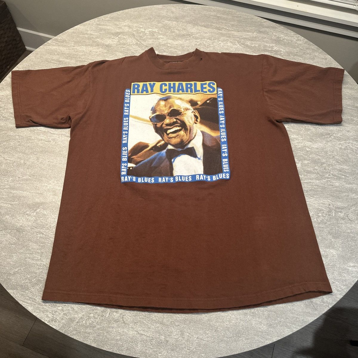 Rap Tees × Vintage Vintage Y2K Ray Charles Blue Portrait Rap Style Shirt 2XL Size US XXL / EU 58 / 5 - 1 Thumbnail