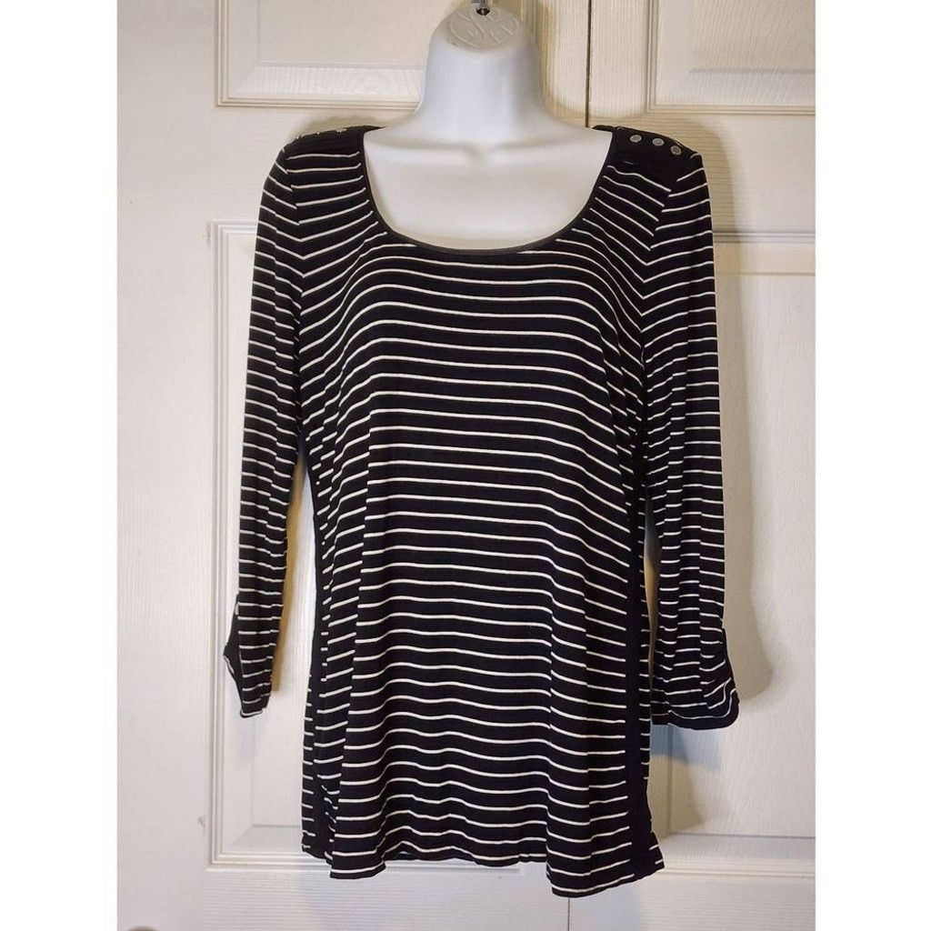 White House Black Market White House Black Market Striped Shirt Size L / US 10 / IT 46 - 1 Thumbnail