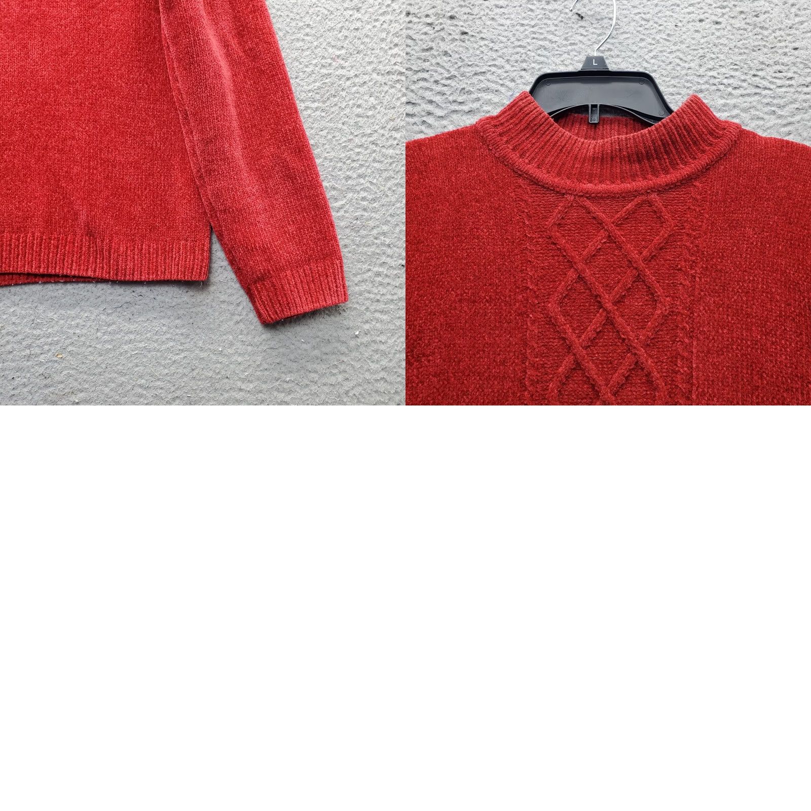 Vintage Alfred Dunner Sweater Womens Size PM Red Cable Knit Long Sleeve Mock Neck Pullover, Petite, Knit, 100% Acrylic, Regular Fit Size M / US 6-8 / IT 42-44 - 8 Thumbnail