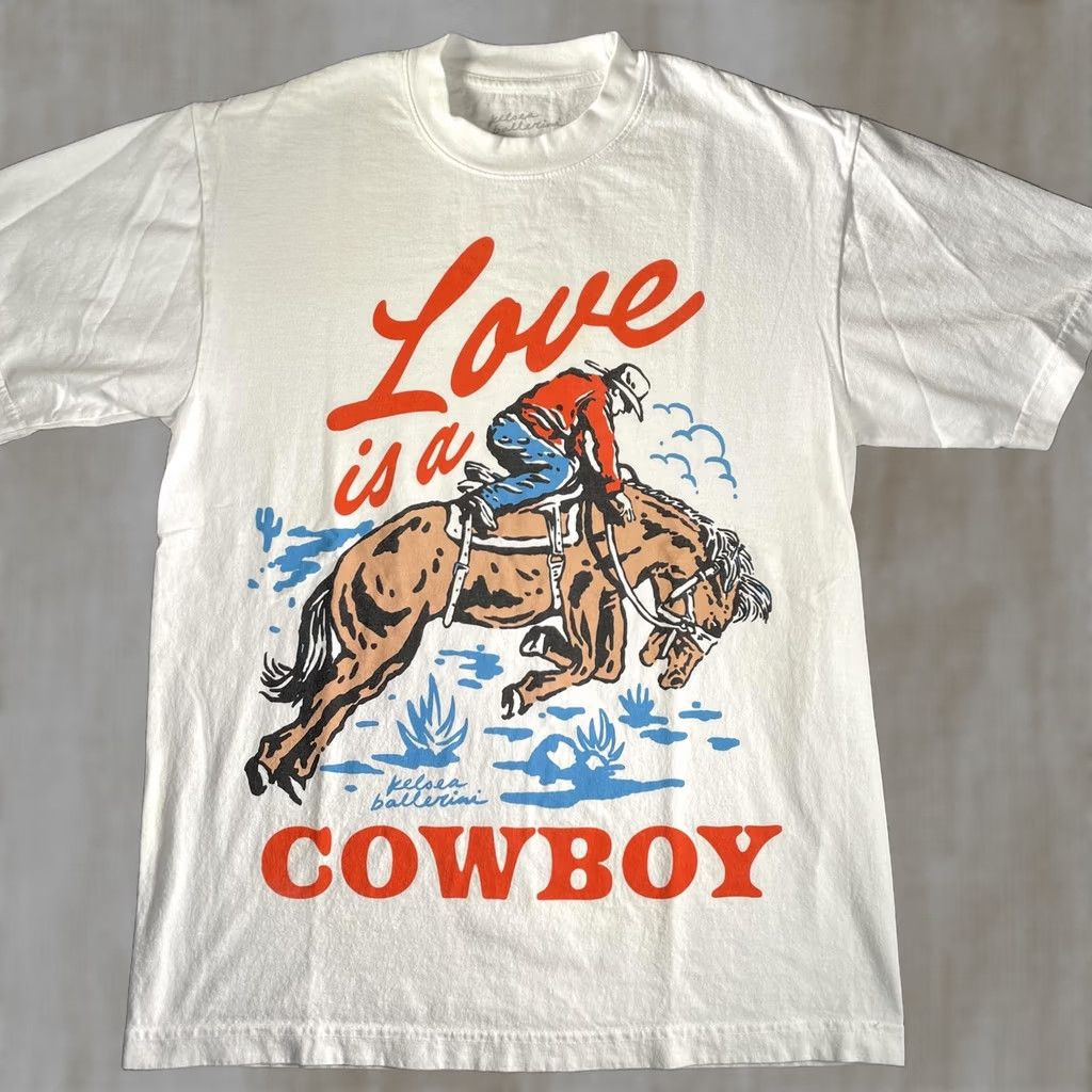 Vintage Kelsea Ballerini Love Is A Cowboy Shirt Mens Small White Graphic Tee Size US S / EU 44-46 / 1 - 1 Thumbnail