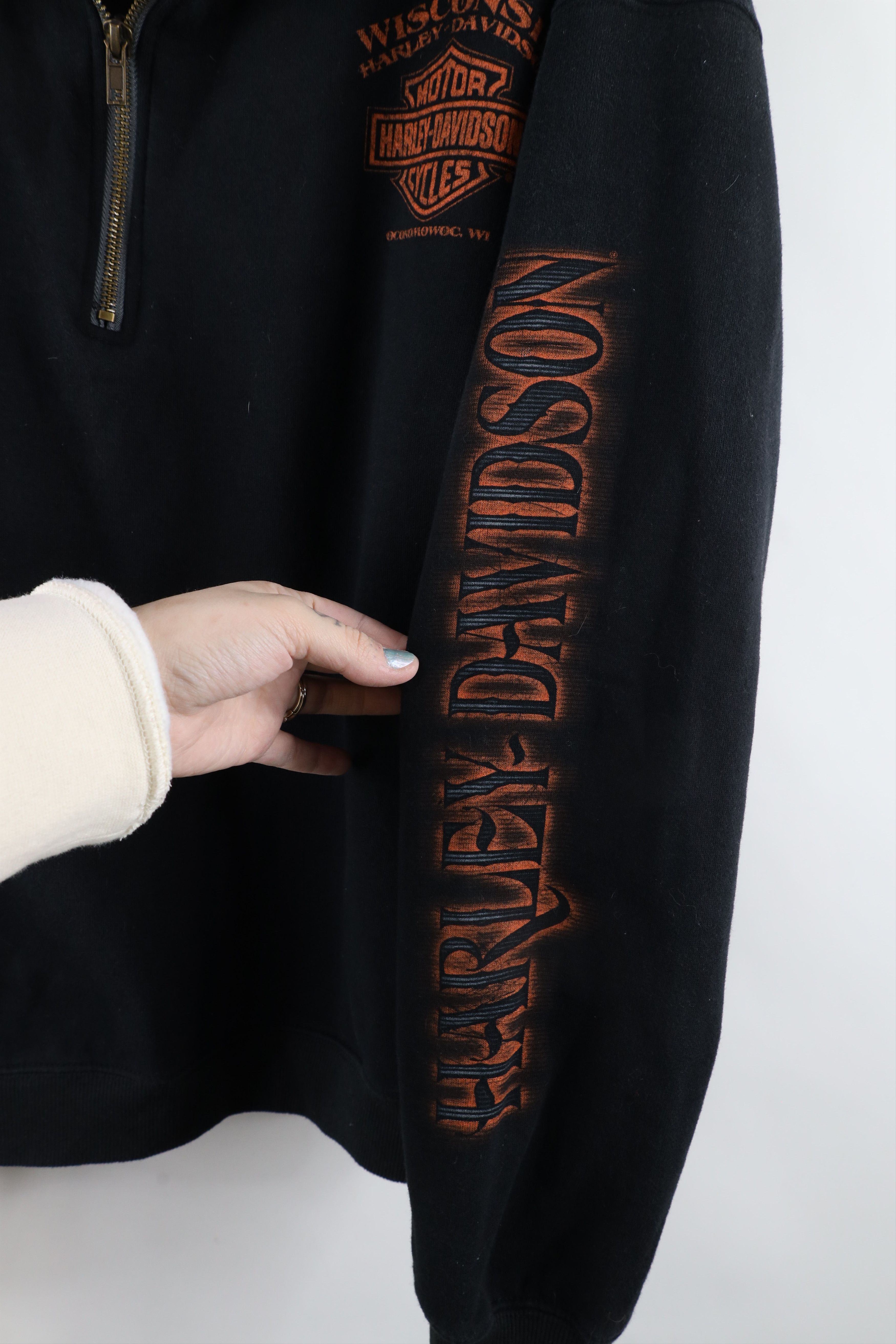 Harley Davidson × Vintage Y2K Harley Davidson Out Eagle Half Zip Pullover Sweatshirt Size XL / US 12-14 / IT 48-50 - 4 Thumbnail
