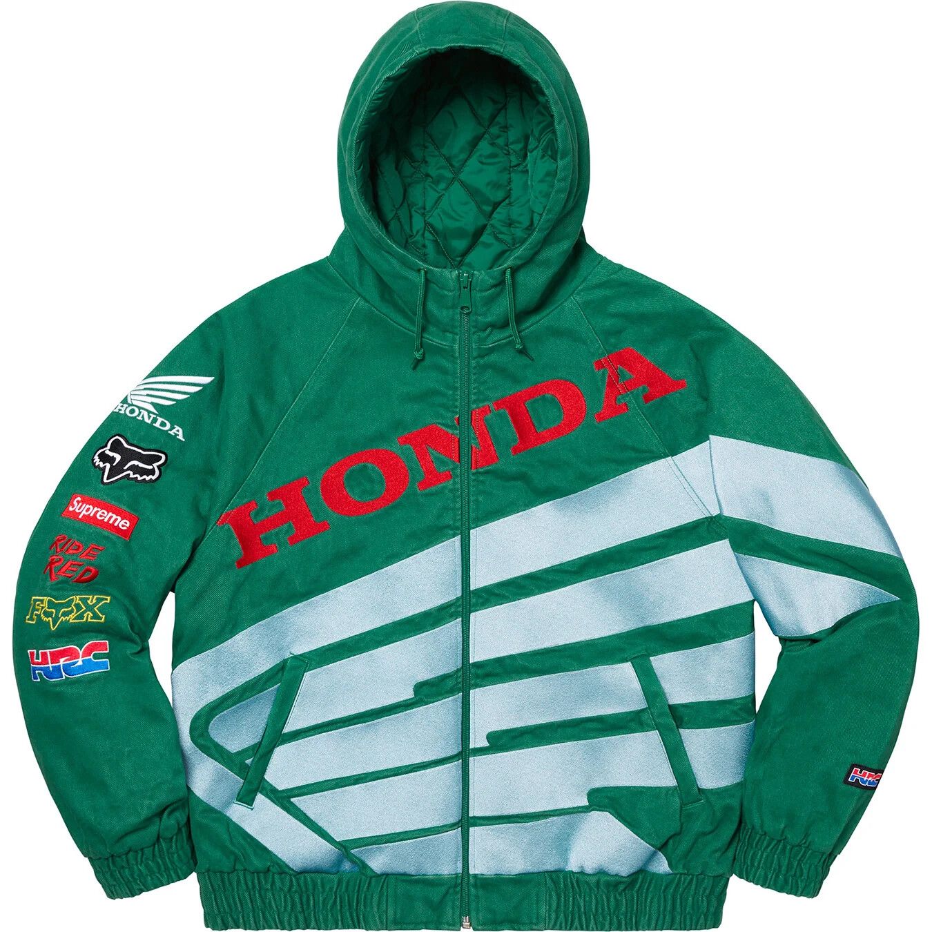Supreme Supreme Honda Fox Racing Puffy Zip Up Jacket Dark Green | Grailed