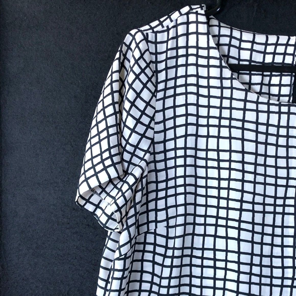 Loft LOFT Ann Taylor Womens Blouse White Black Short Sleeve Round Neck Medium Size M / US 6-8 / IT 42-44 - 4 Thumbnail