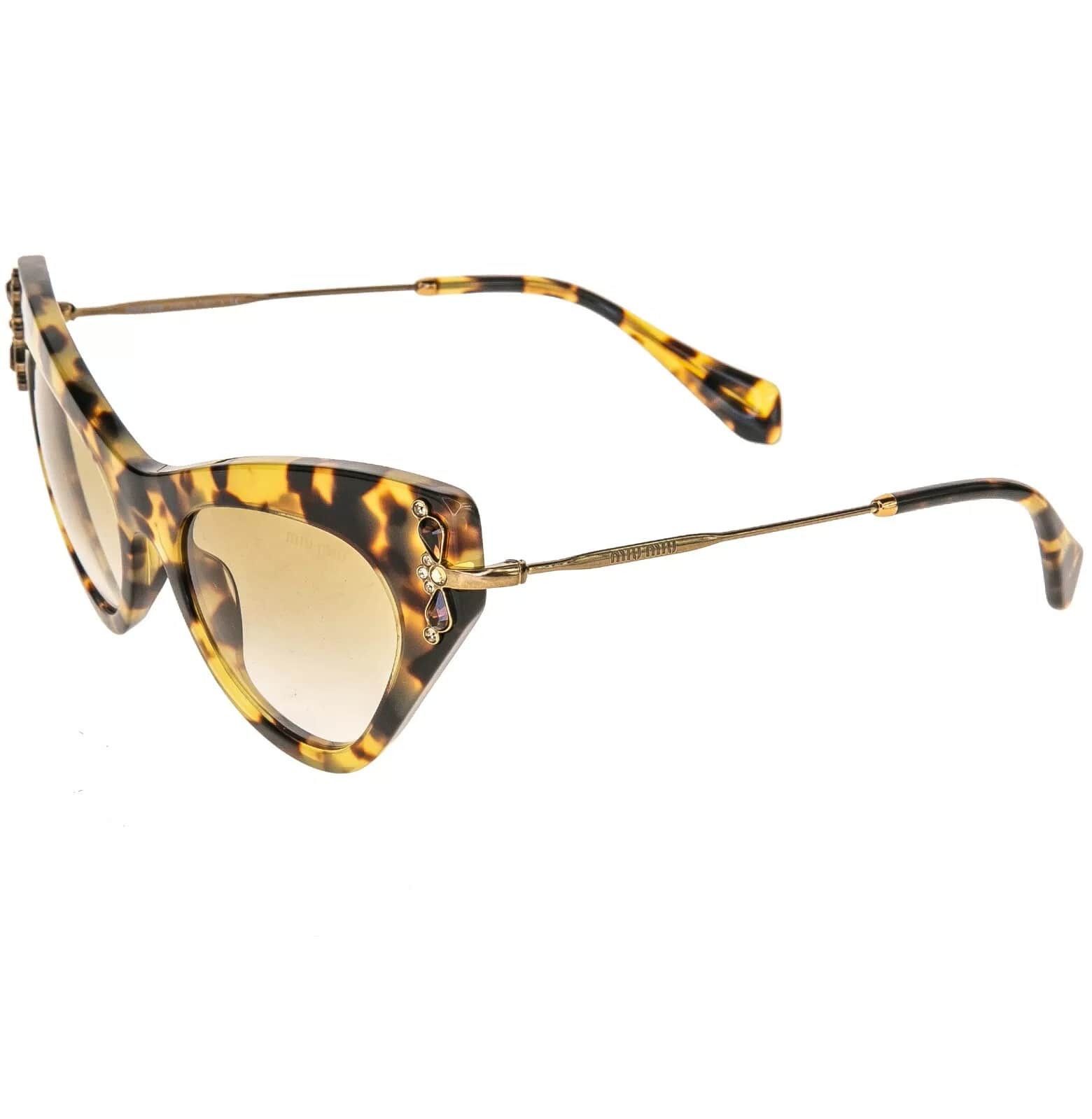 Miu Miu MIU MIU Glow 04P Brown Havana Crystal Jewel Strass MU04PS Size ONE SIZE - 8 Thumbnail