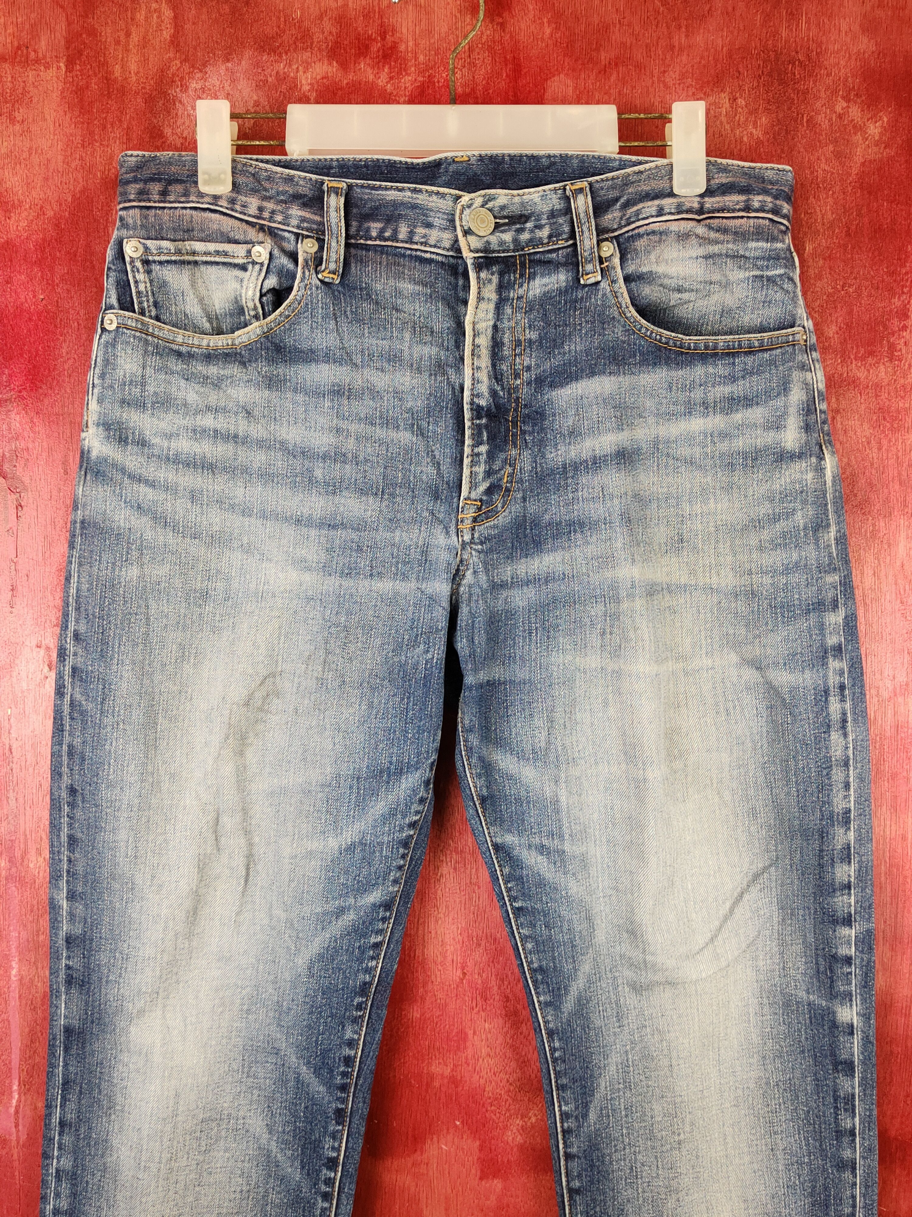 GU GU Blue Faded Distressed Ripped Jeans #S16692 Size US 33 - 2 Thumbnail