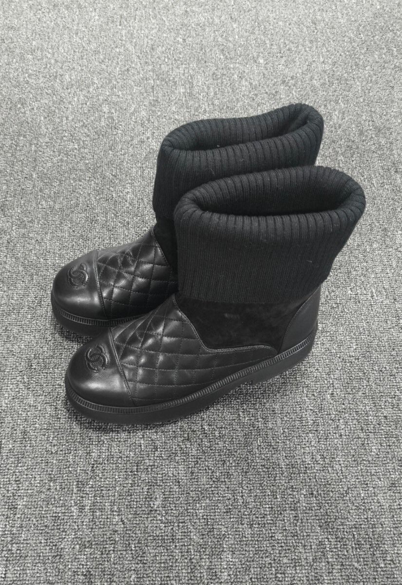 Chanel Chanel Black Leather Sock Boots Size US 6 / IT 36 - 1 Thumbnail