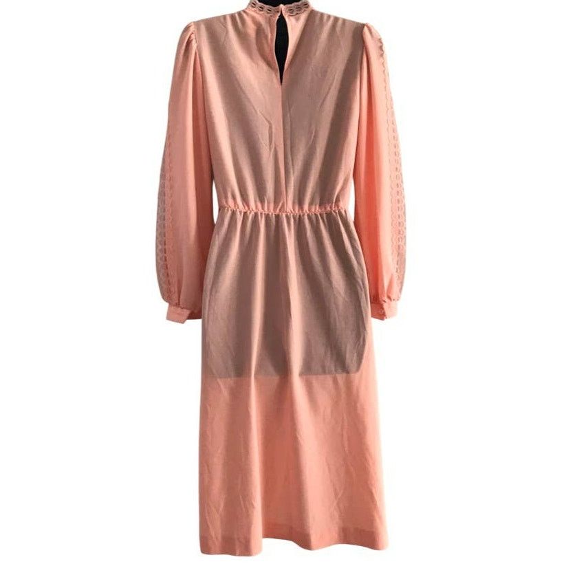 Vintage Vintage Peach JCPenney Long Sleeve Dress, 1980s Sz 4 Small Size S / US 4 / IT 40 - 5 Thumbnail