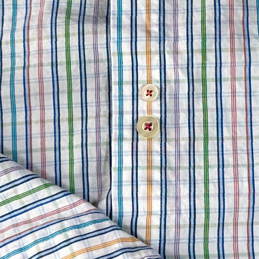 Alexander Julian Colours By Alexander Julian Shirt Adult MEDIUM White Purple Pastel Stripes Y2K Size US M / EU 48-50 / 2 - 7 Thumbnail