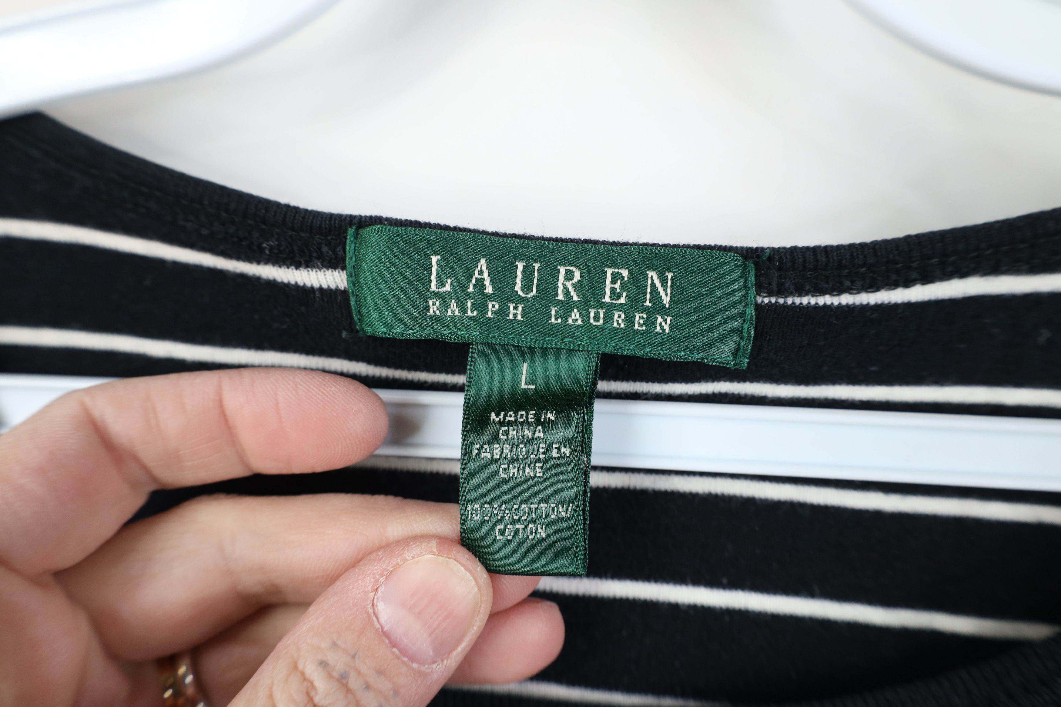 Ralph Lauren Vintage 90s Y2K Ralph Lauren Ribbed Knit T-Shirt Black Size L / US 10 / IT 46 - 7 Thumbnail
