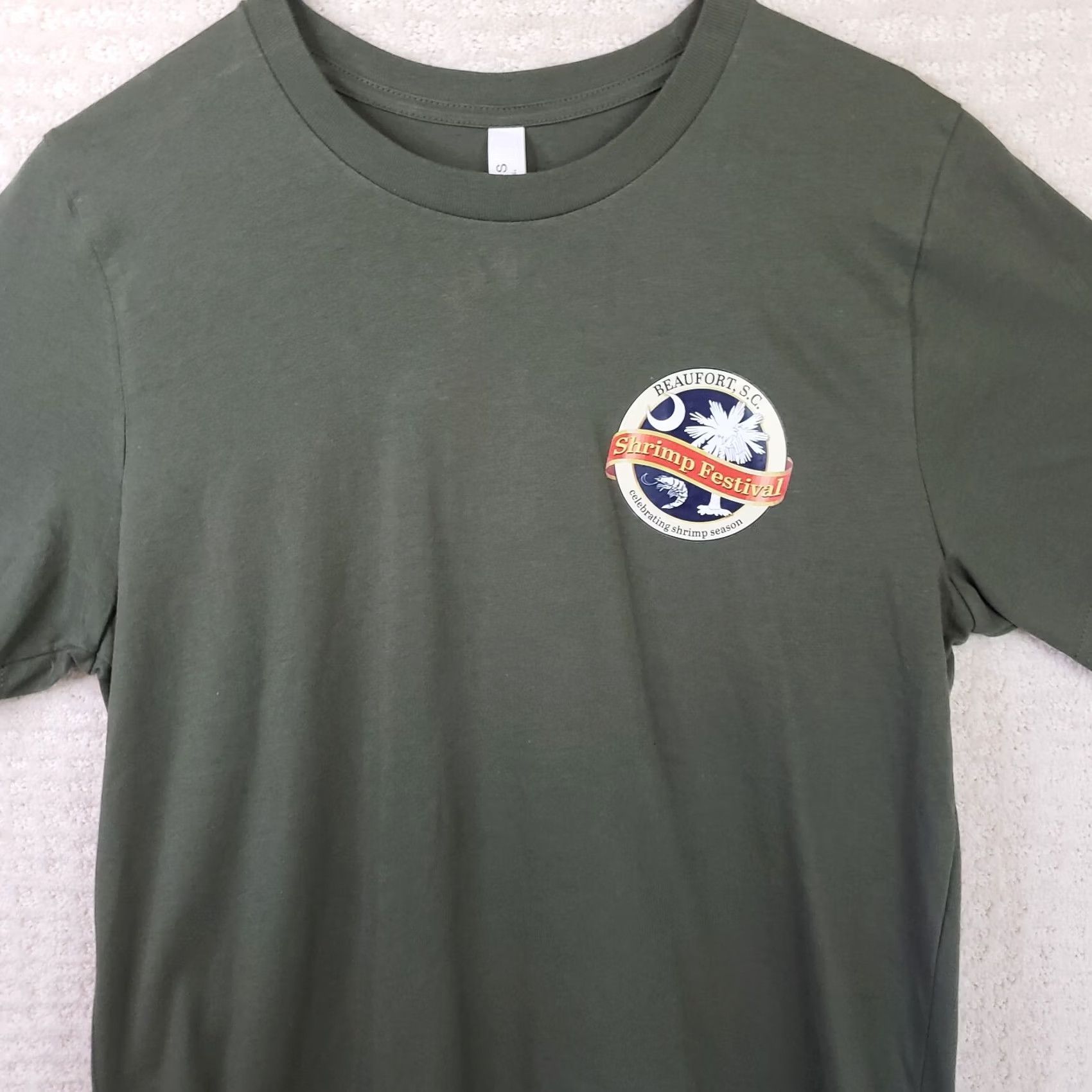 Shrimps Canvas T-Shirt Men M Green Short Sleeve Shrimp Graphics Beaufort Shrimp Festival New! Size US M / EU 48-50 / 2 - 2 Thumbnail