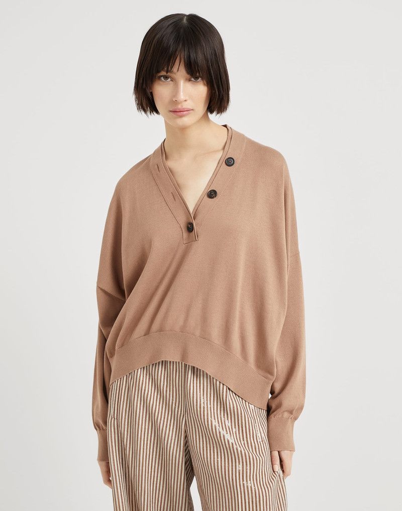 Brunello Cucinelli o1la1rc1a0326 Sweater With Buttons in Brown Size M / US 6-8 / IT 42-44 - 1 Thumbnail