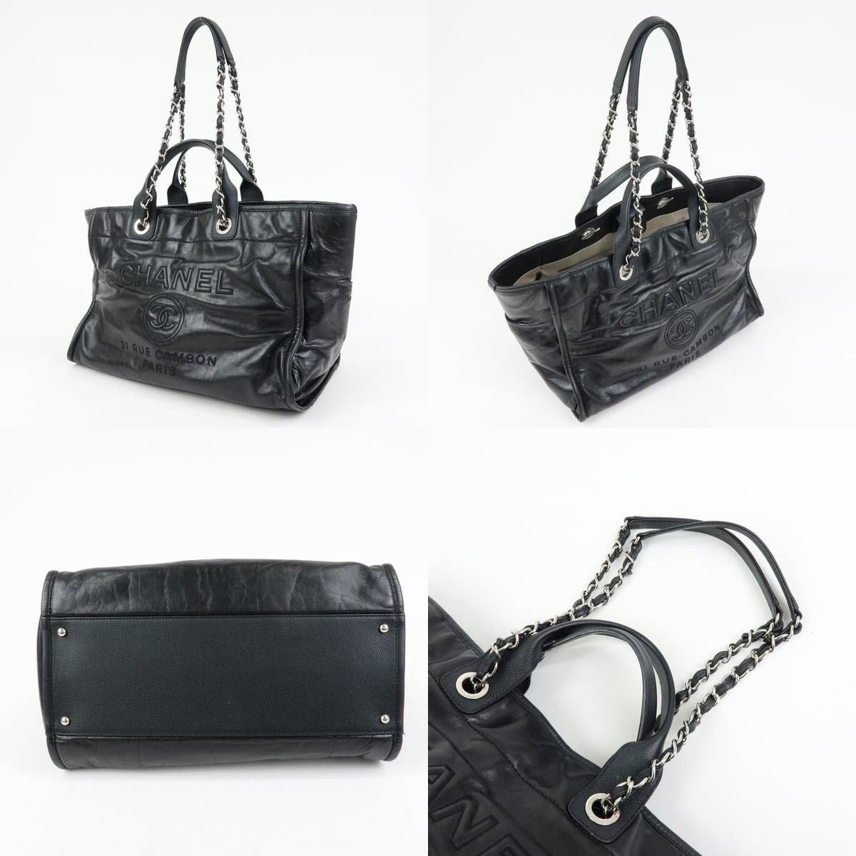 Chanel Chanel Deauville GM Calfskin Tote Black Size ONE SIZE - 3 Thumbnail